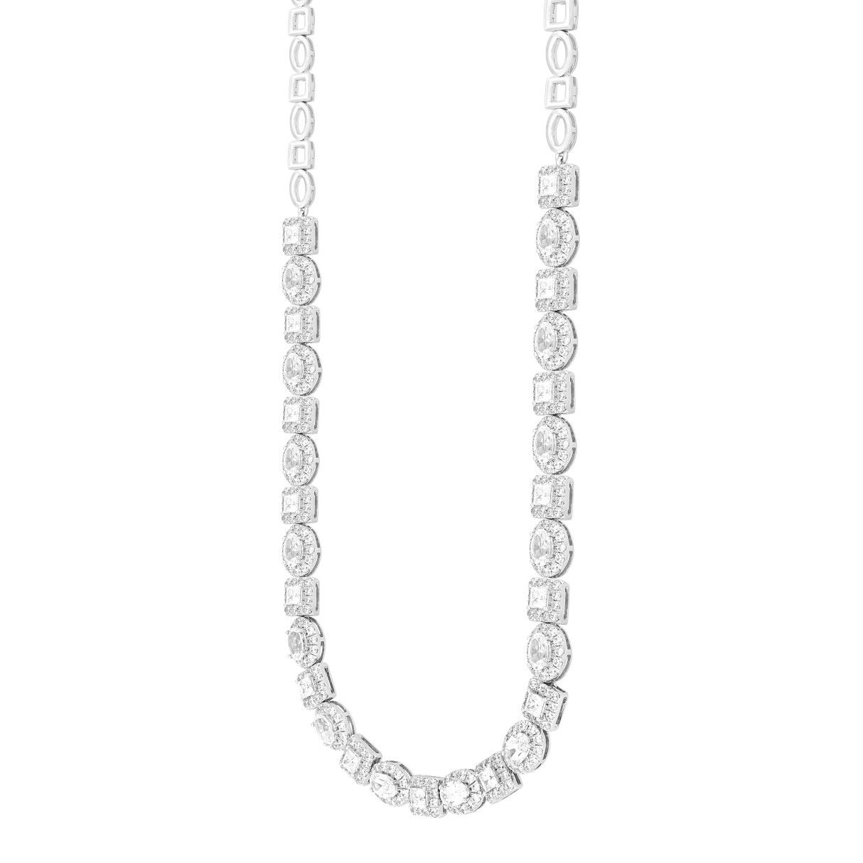 LADIES NECKLACE 14CT ROUND/PRINCESS/OVAL DIAMOND 14K WHITE GOLD