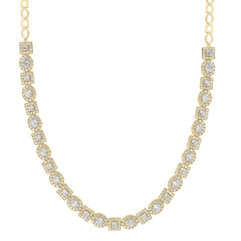 LADIES NECKLACE 14CT ROUND/PRINCESS/OVAL DIAMOND 14K YELLOW GOLD