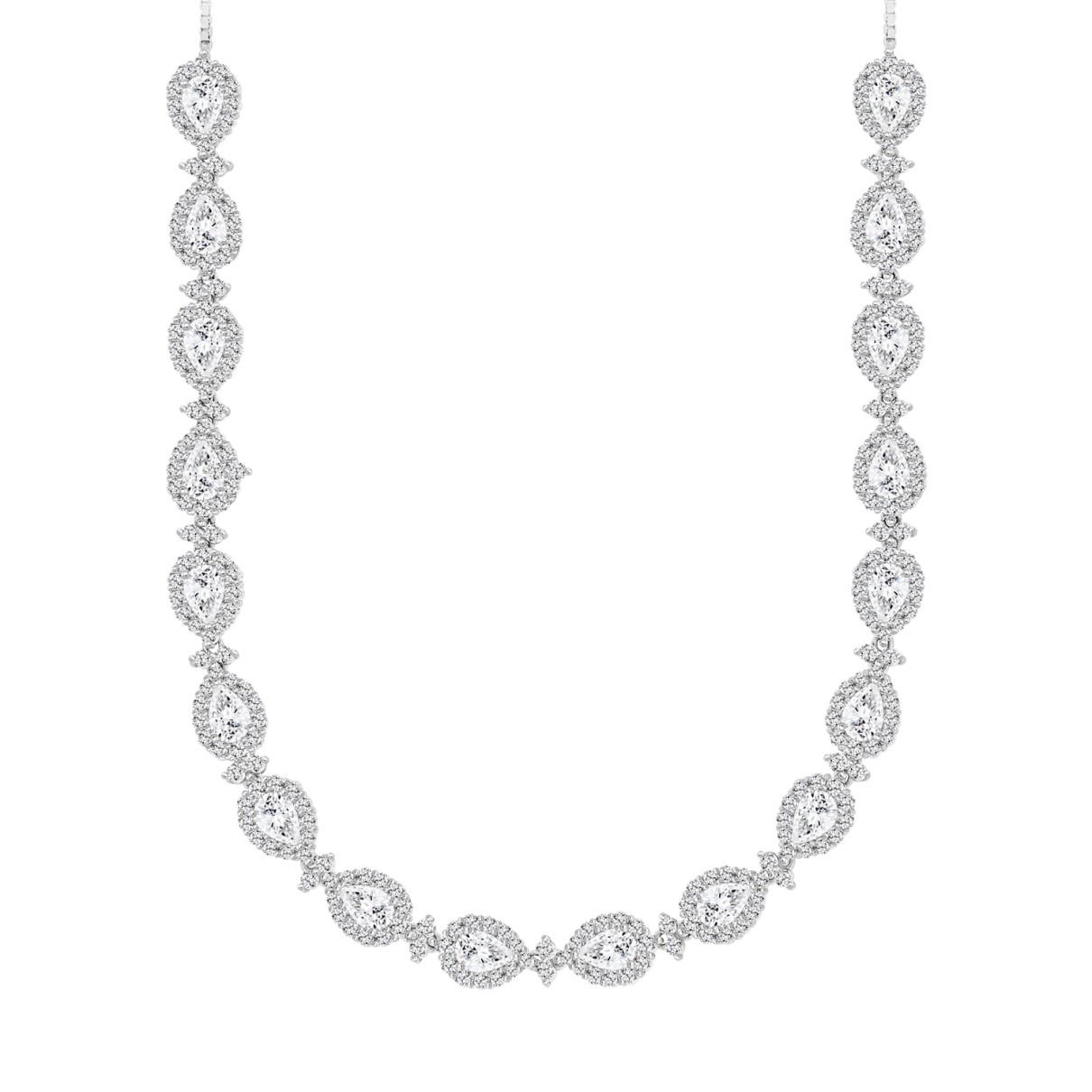 LADIES NECKLACE 16CT ROUND/PEAR DIAMOND 14K WHITE ...