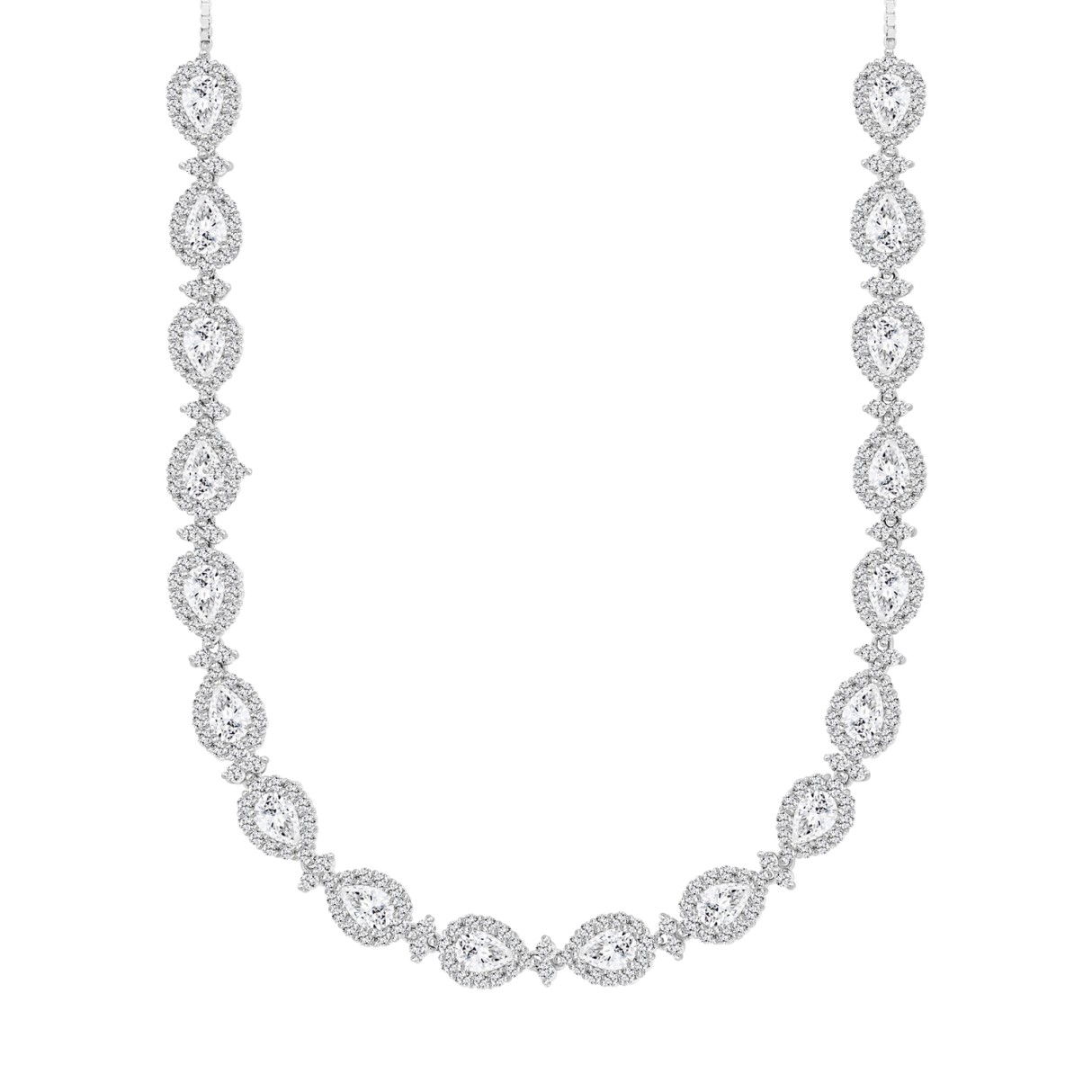 LADIES NECKLACE 16CT ROUND/PEAR DIAMOND 14K WHITE GOLD