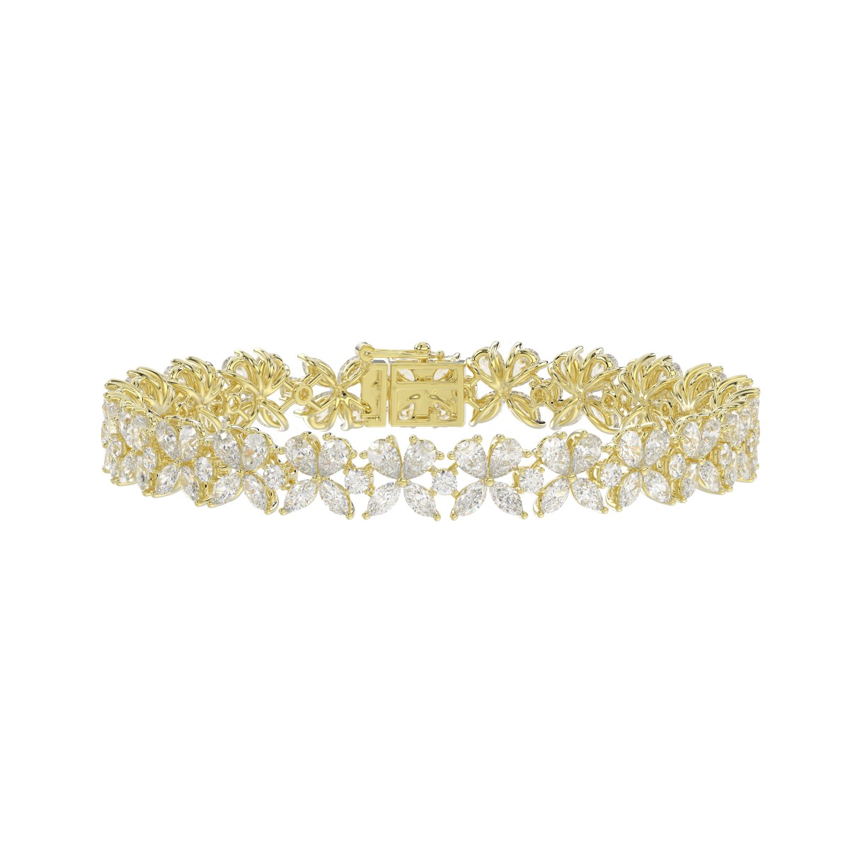LADIES BRACELET 11 3/4CT ROUND/PEAR/MARQUISE DIAMOND 14K YELLOW GOLD
