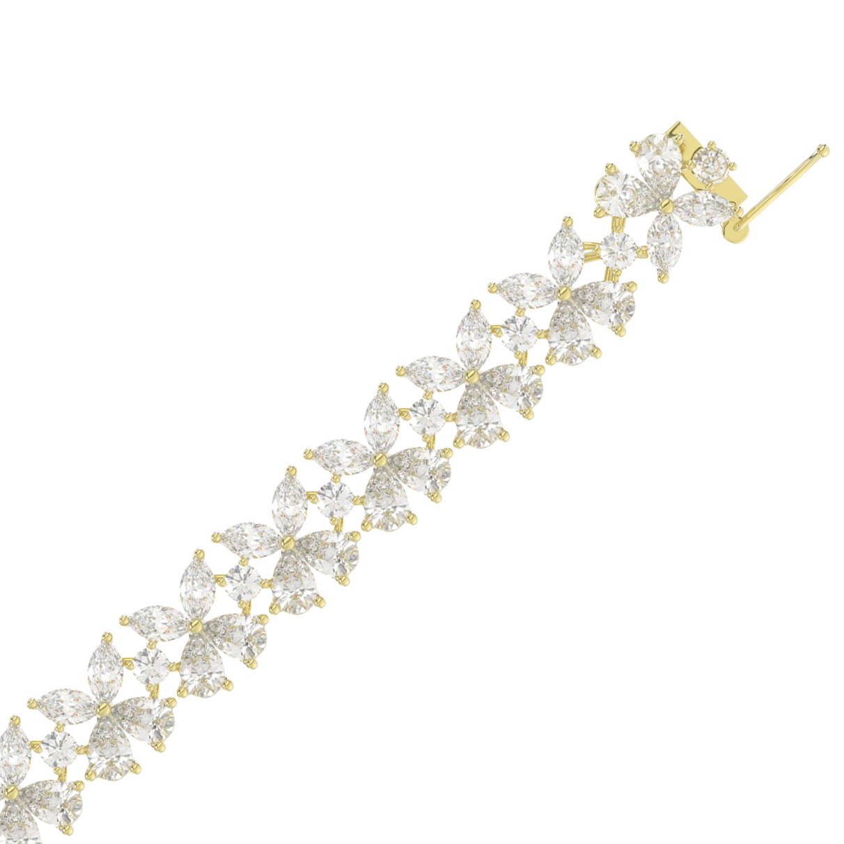 LADIES BRACELET 11 3/4CT ROUND/PEAR/MARQUISE DIAMOND 14K YELLOW GOLD