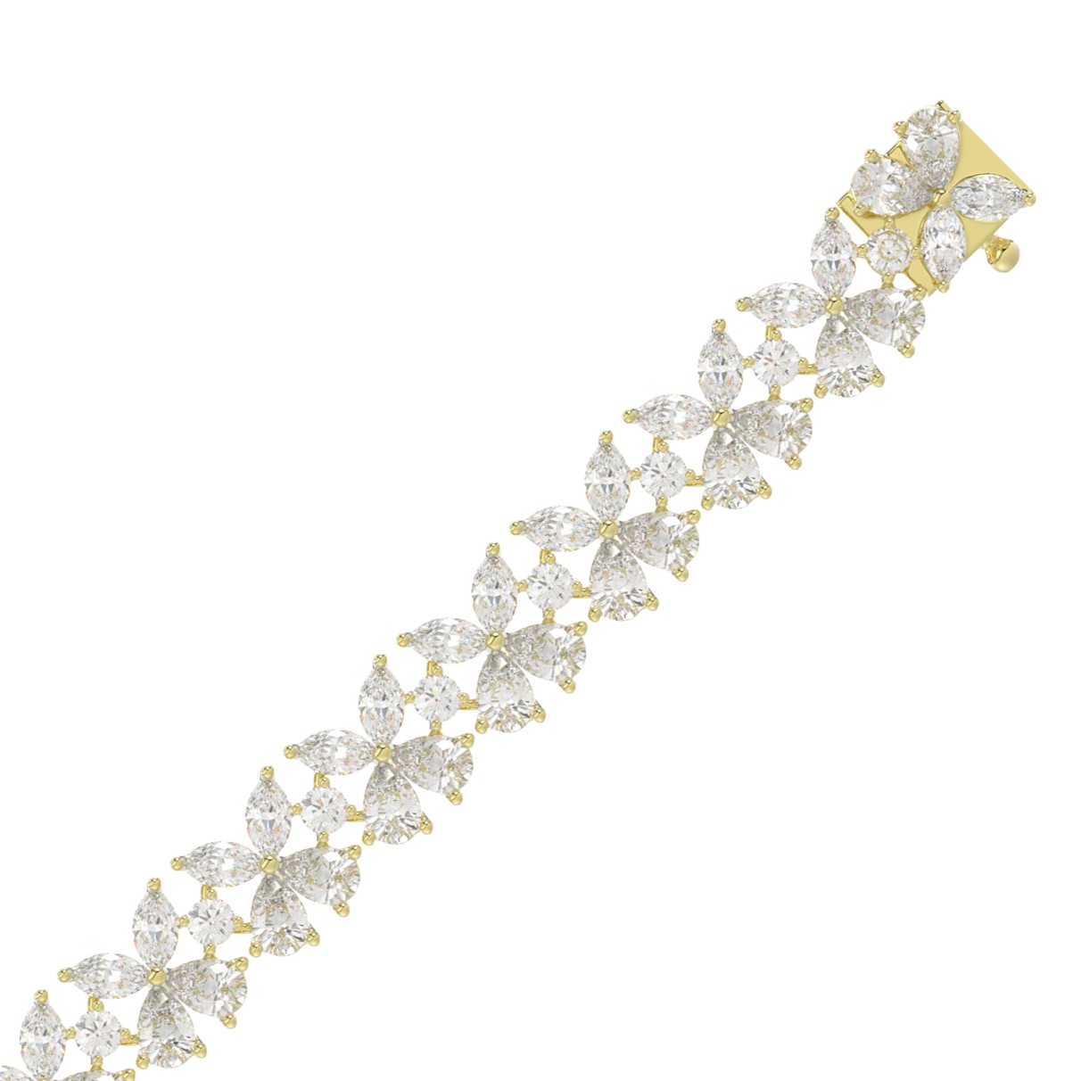 LADIES BRACELET 11 3/4CT ROUND/PEAR/MARQUISE DIAMOND 14K YELLOW GOLD