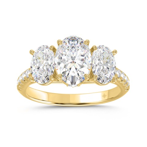 LADIES RING 2 1/4CT ROUND/OVAL DIAMOND 14K YELLOW GOLD (CENTER STONE OVAL DIAMOND 1CT )