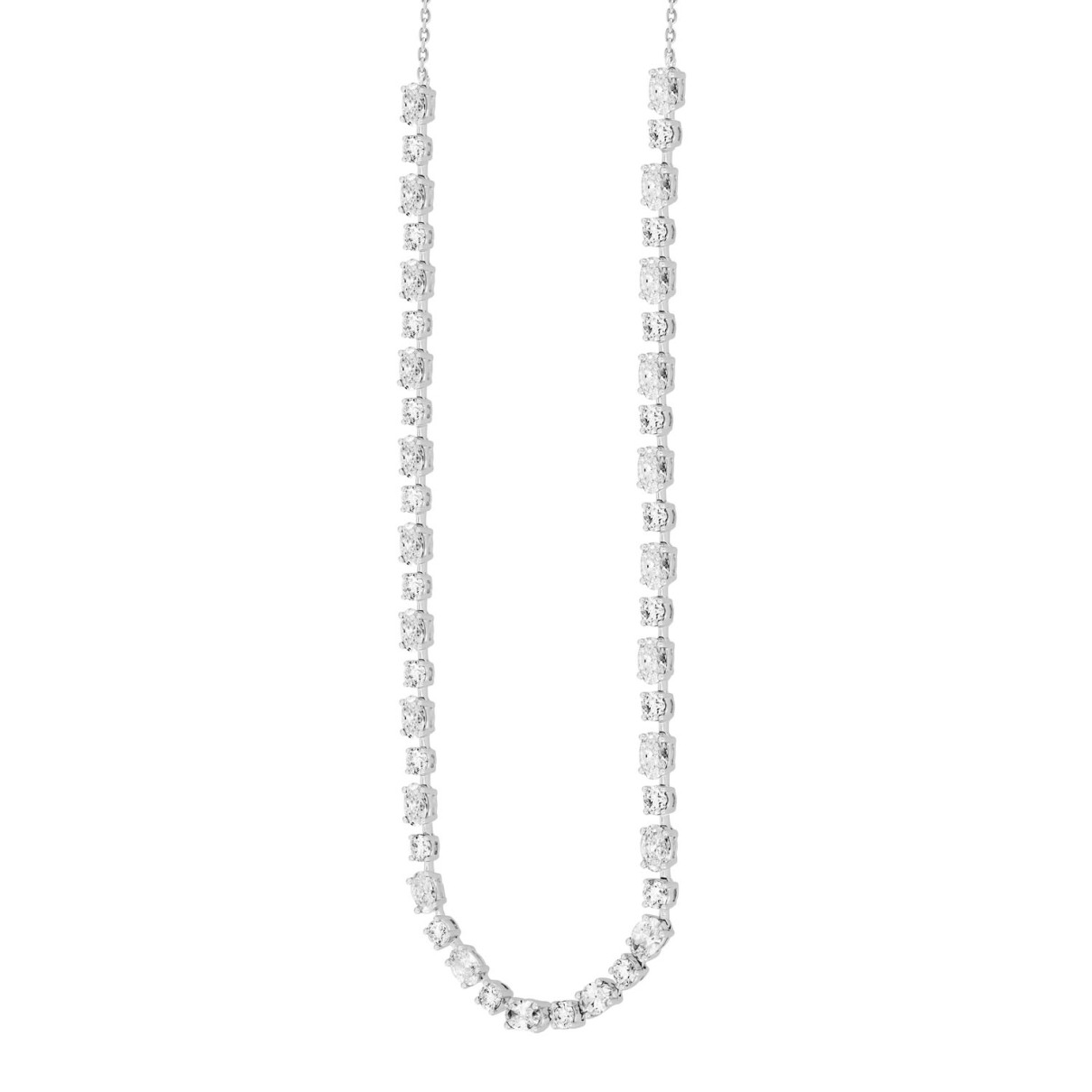 LADIES NECKLACE 20CT ROUND/OVAL DIAMOND 14K WHITE GOLD