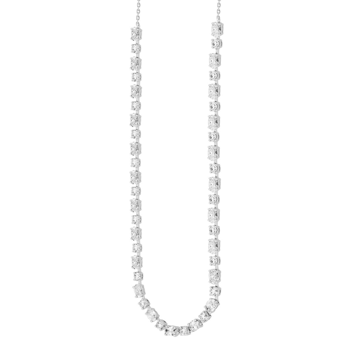 LADIES NECKLACE 20CT ROUND/OVAL DIAMOND 14K WHITE GOLD