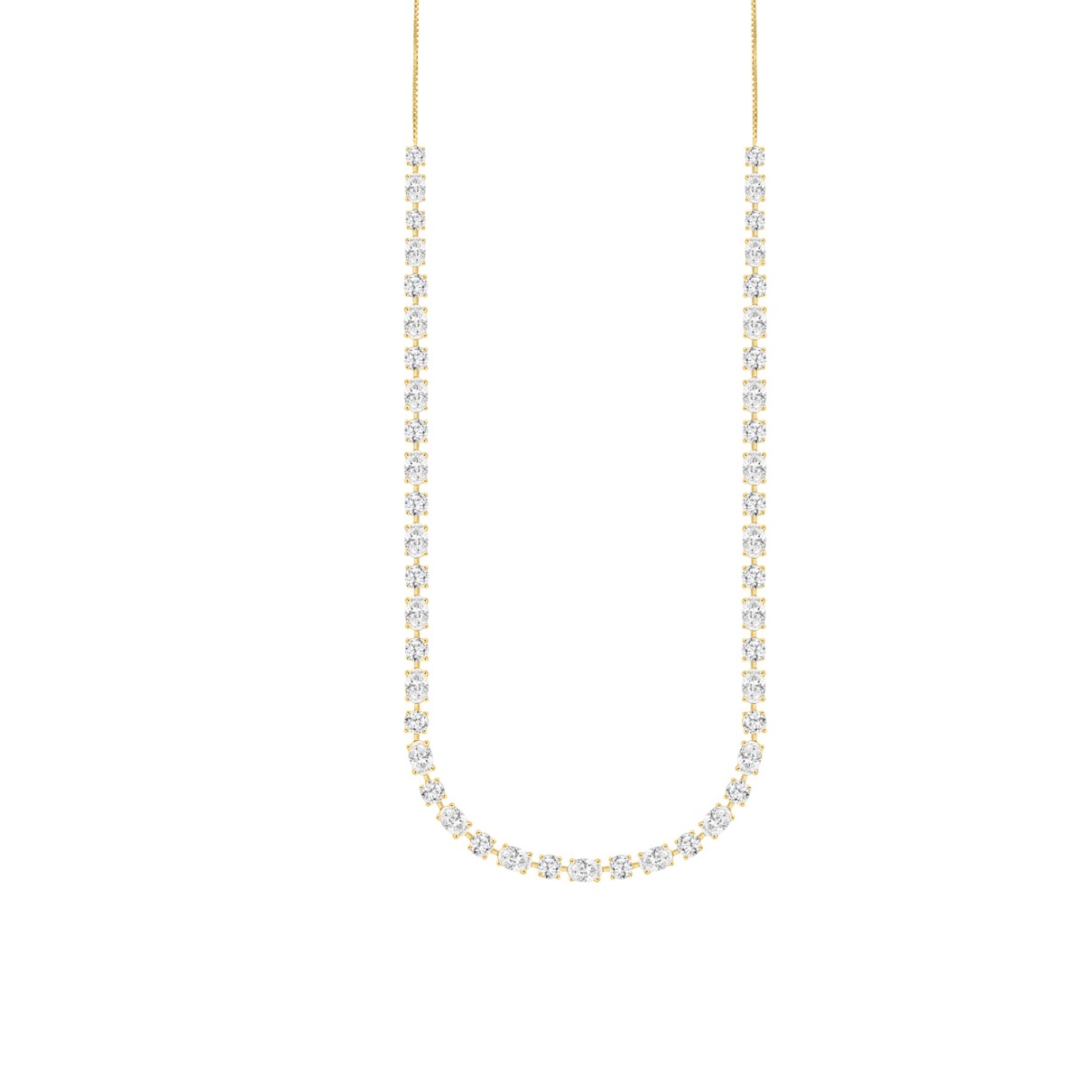 LADIES NECKLACE 20CT ROUND/OVAL DIAMOND 14K YELLOW GOLD