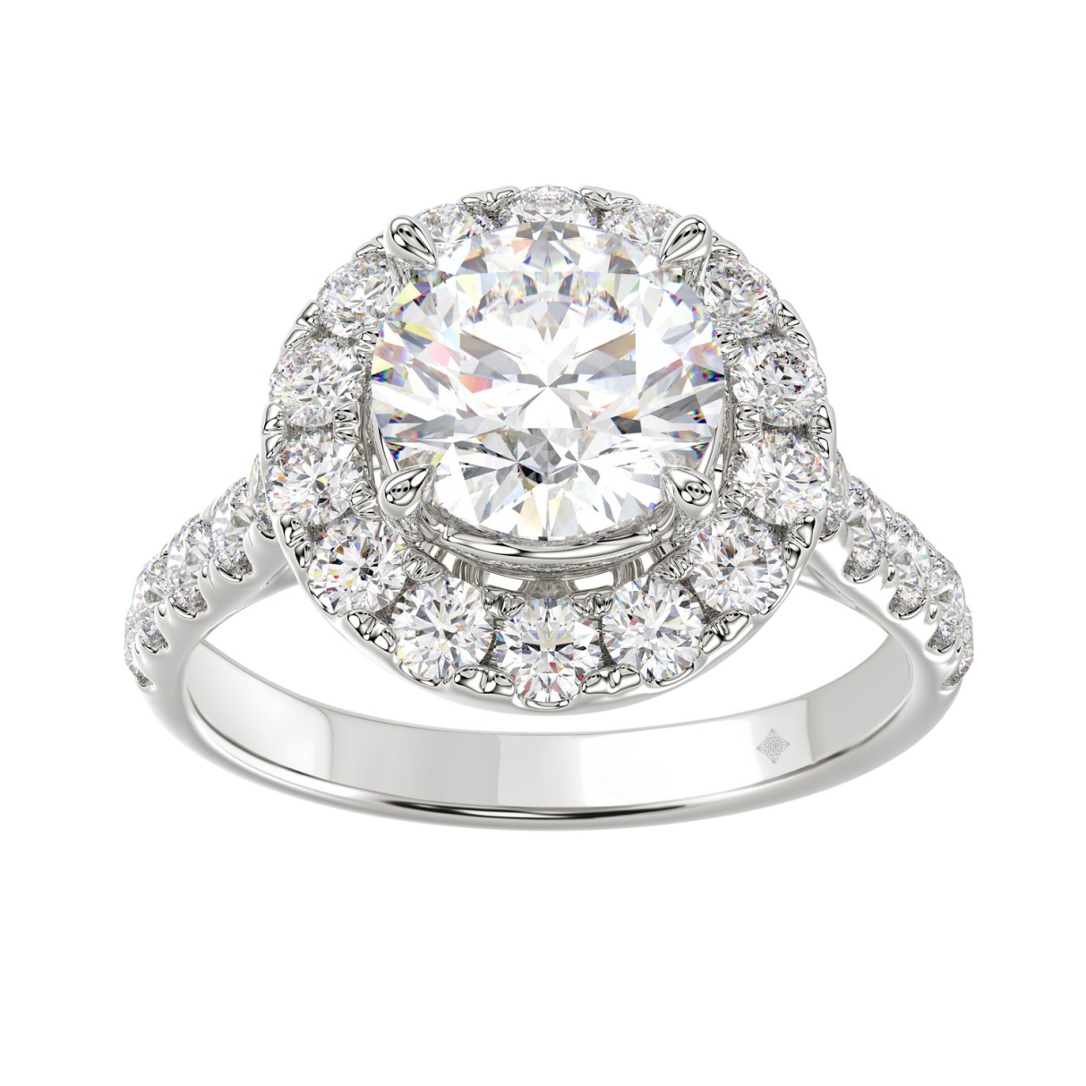 LADIES RING 2 1/2CT ROUND DIAMOND 14K WHITE GOLD (CENTER STONE ROUND DIAMOND 1 1/2CT )