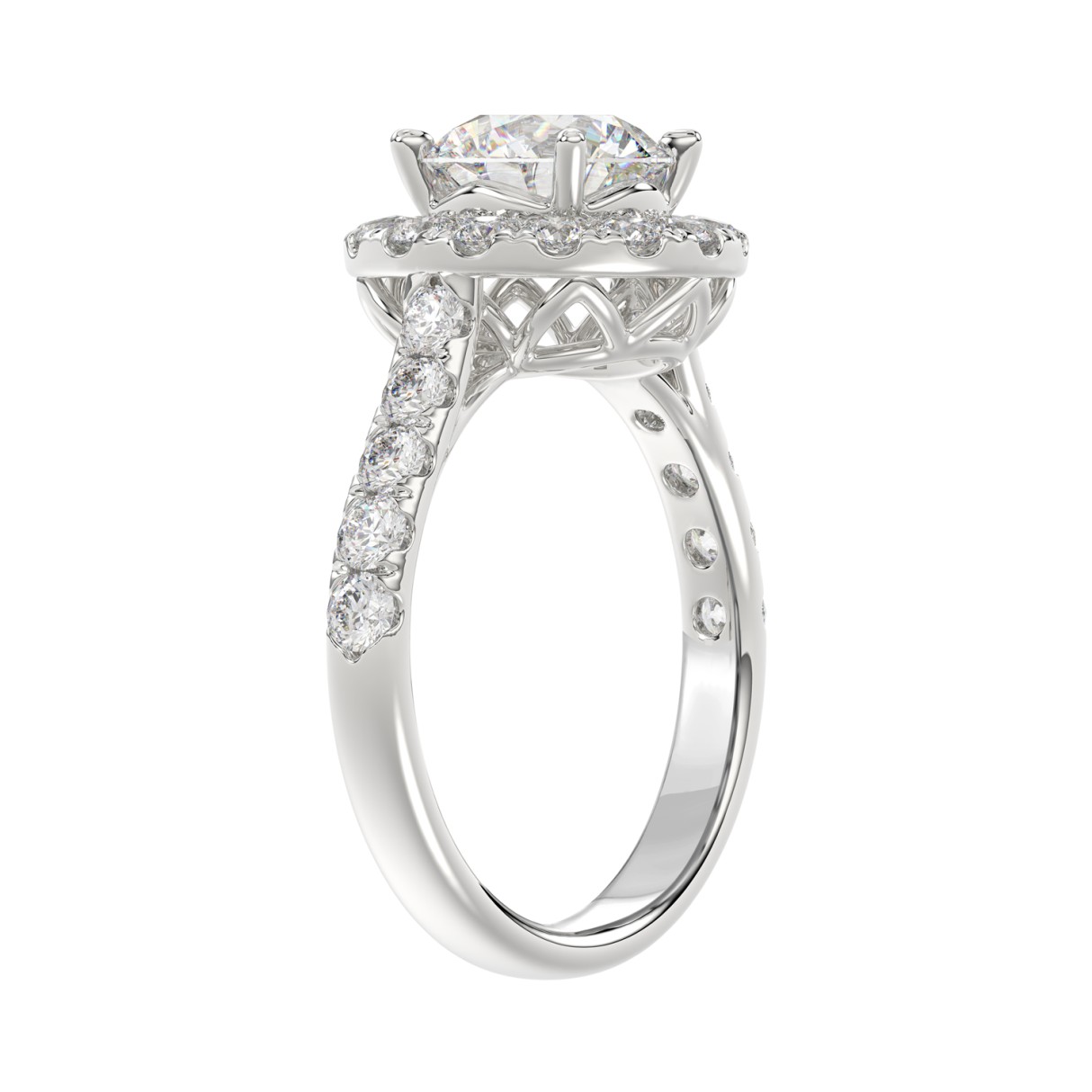 14K WHITE GOLD 3.00CT ROUND DIAMOND LADIES BRIDAL SET (CENTER STONE ROUND DIAMOND 1 1/2CT