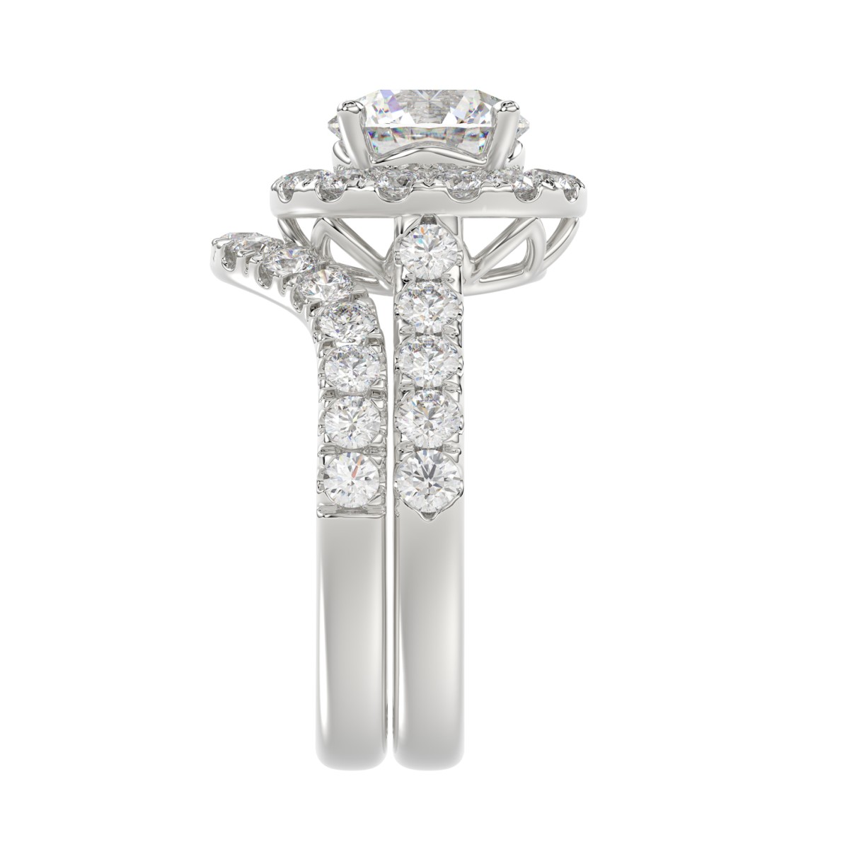 14K WHITE GOLD 3.00CT ROUND DIAMOND LADIES BRIDAL SET (CENTER STONE ROUND DIAMOND 1 1/2CT
