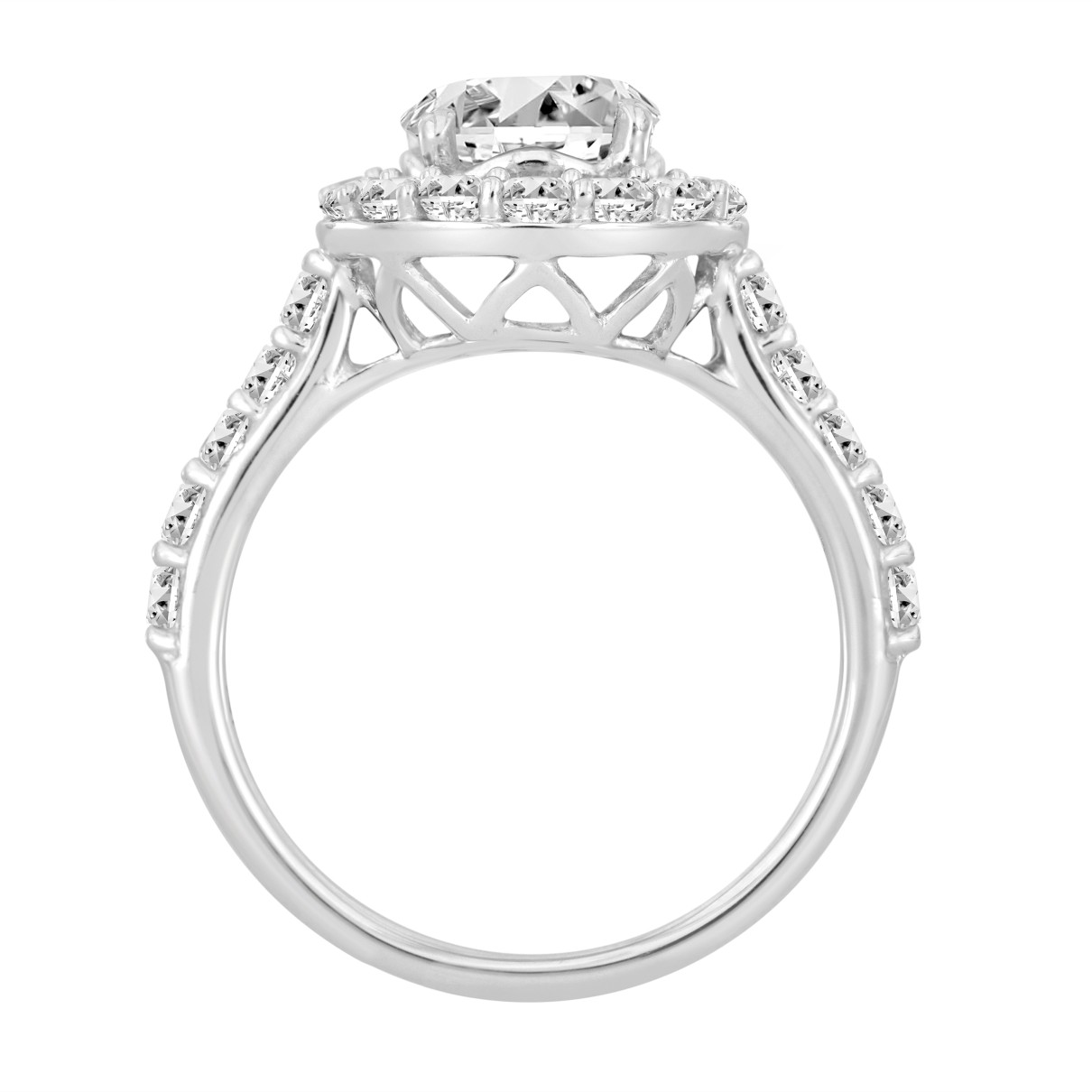 LADIES RING 2 1/2CT ROUND DIAMOND 14K WHITE GOLD (CENTER STONE ROUND DIAMOND 1 1/2CT )