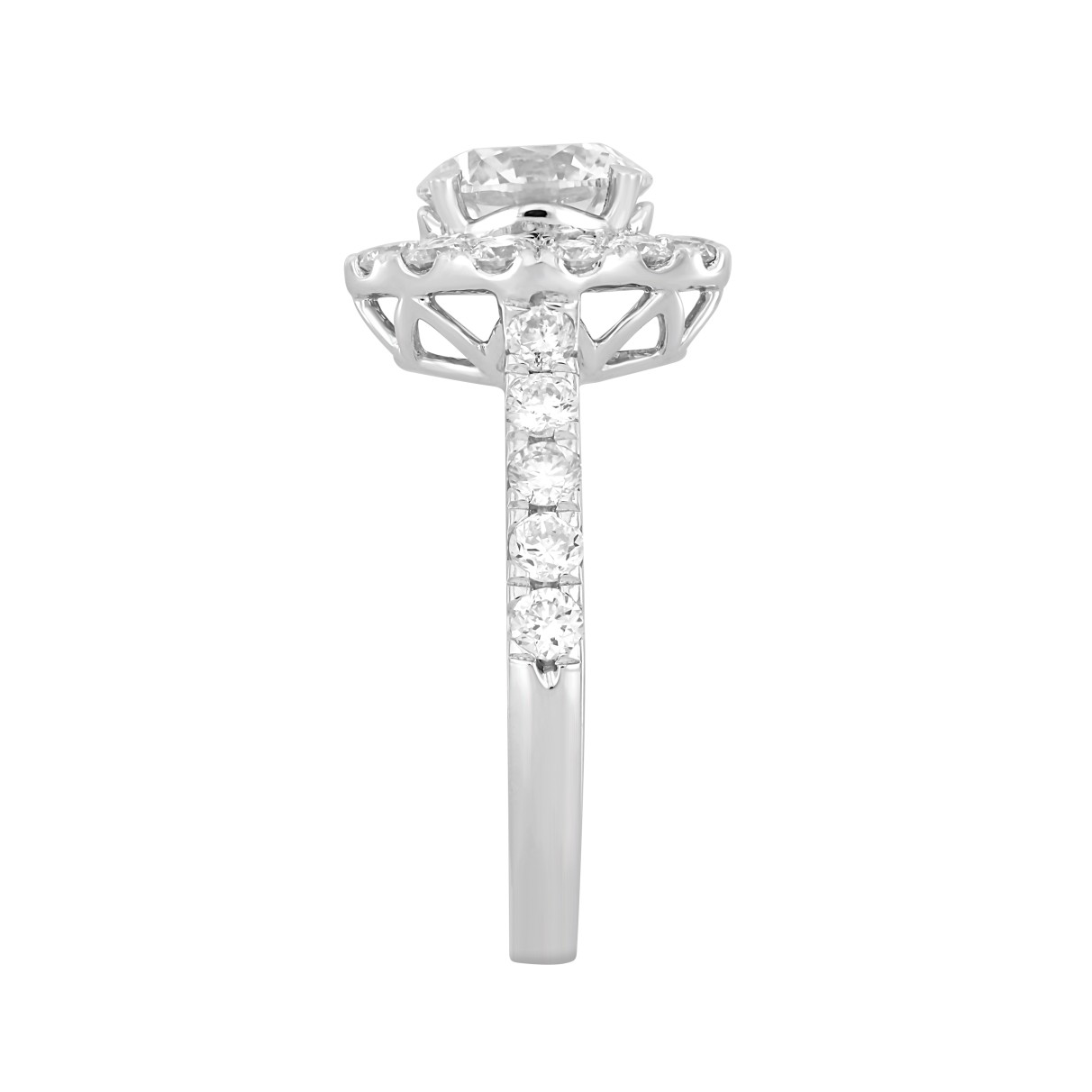 LADIES RING 2 1/2CT ROUND DIAMOND 14K WHITE GOLD (CENTER STONE ROUND DIAMOND 1 1/2CT )