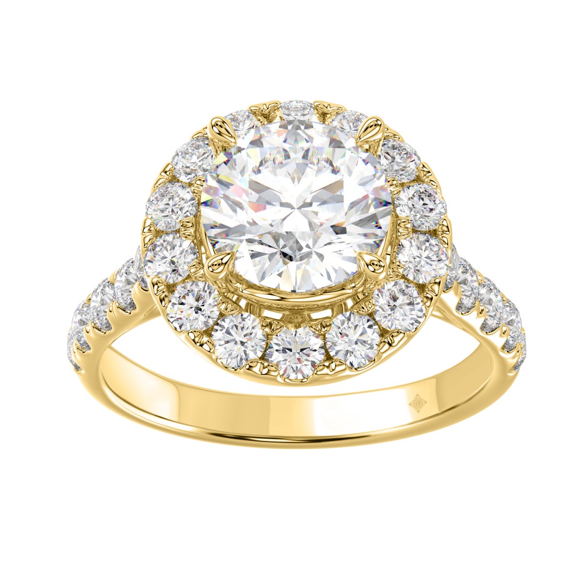 LADIES RING 2 1/2CT ROUND DIAMOND 14K YELLOW GOLD ...