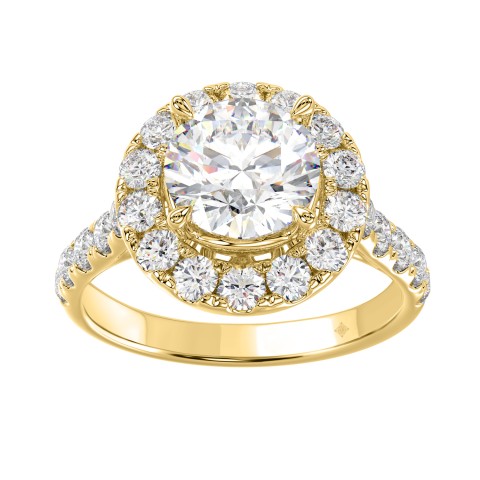 LADIES RING 2 1/2CT ROUND DIAMOND 14K YELLOW GOLD (CENTER STONE ROUND DIAMOND 1 1/2CT )