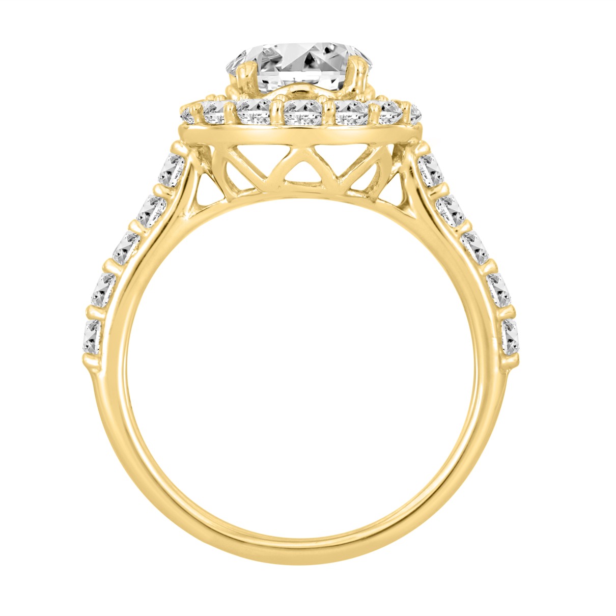 LADIES RING 2 1/2CT ROUND DIAMOND 14K YELLOW GOLD (CENTER STONE ROUND DIAMOND 1 1/2CT )