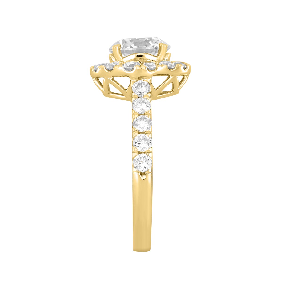 LADIES RING 2 1/2CT ROUND DIAMOND 14K YELLOW GOLD (CENTER STONE ROUND DIAMOND 1 1/2CT )