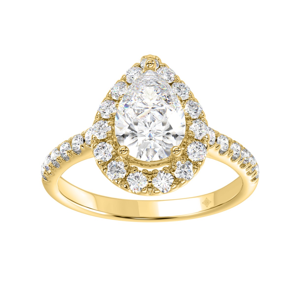 LADIES RING 1 1/2CT ROUND/PEAR DIAMOND 14K YELLOW ...