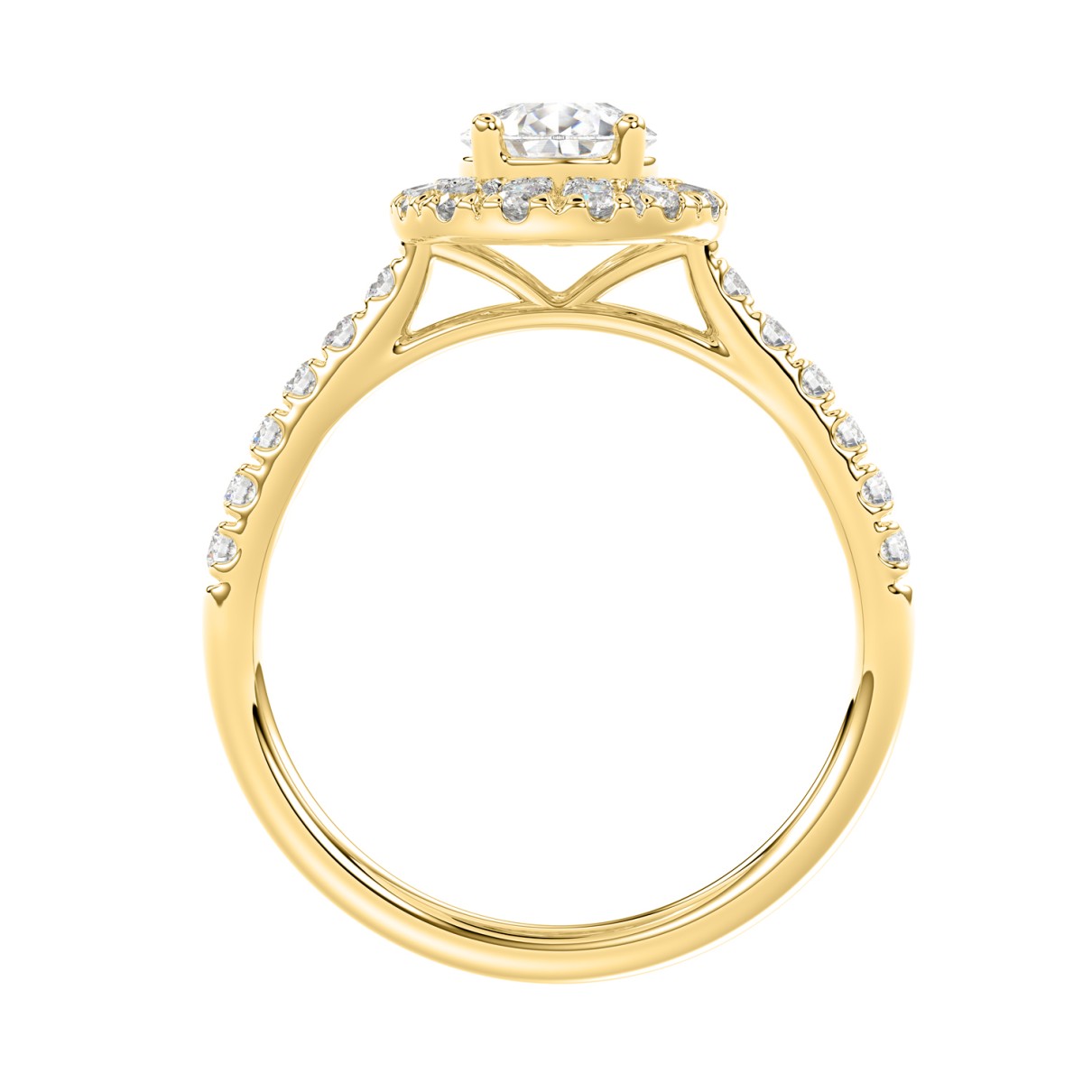 LADIES RING 1 1/2CT ROUND/PEAR DIAMOND 14K YELLOW GOLD (CENTER STONE PEAR DIAMOND 1CT)