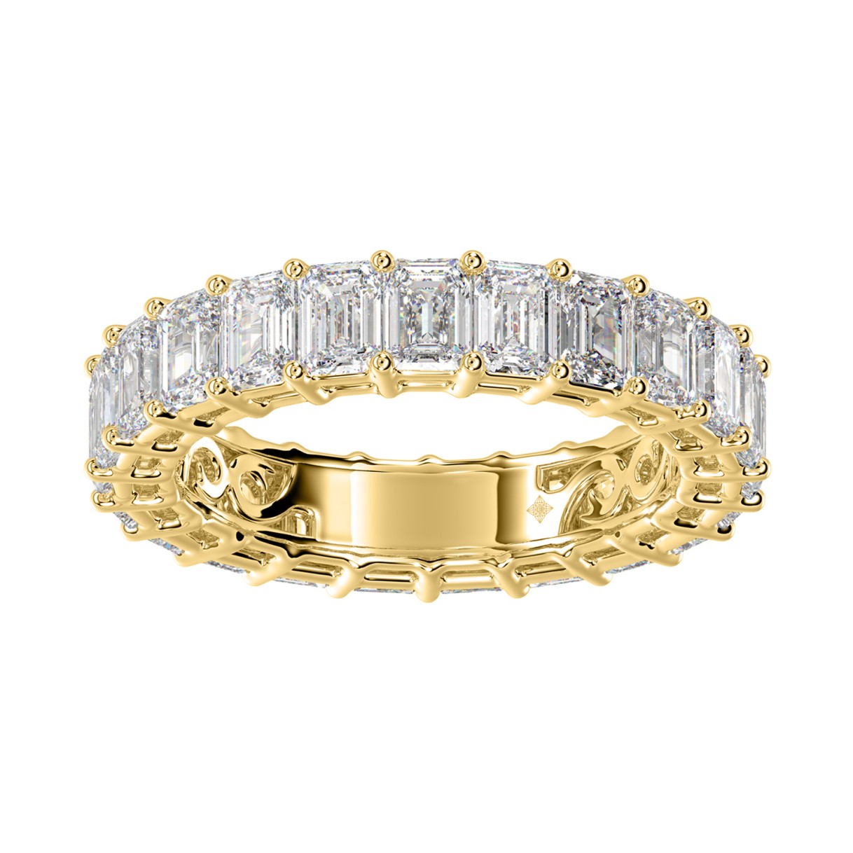 LADIES ETERNITY BAND 3CT EMERALD DIAMOND 14K YELLOW GOLD