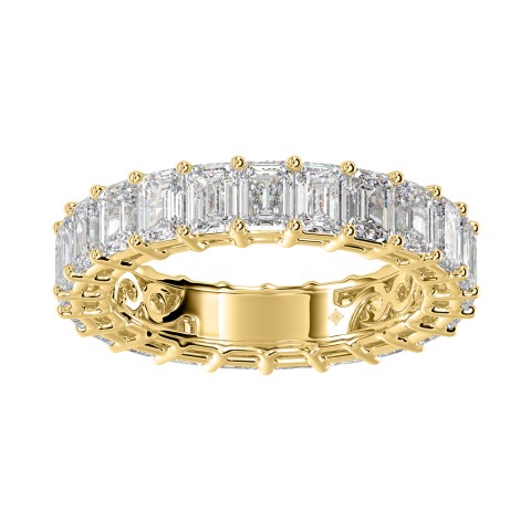 LADIES ETERNITY BAND 3CT EMERALD DIAMOND 14K YELLOW GOLD