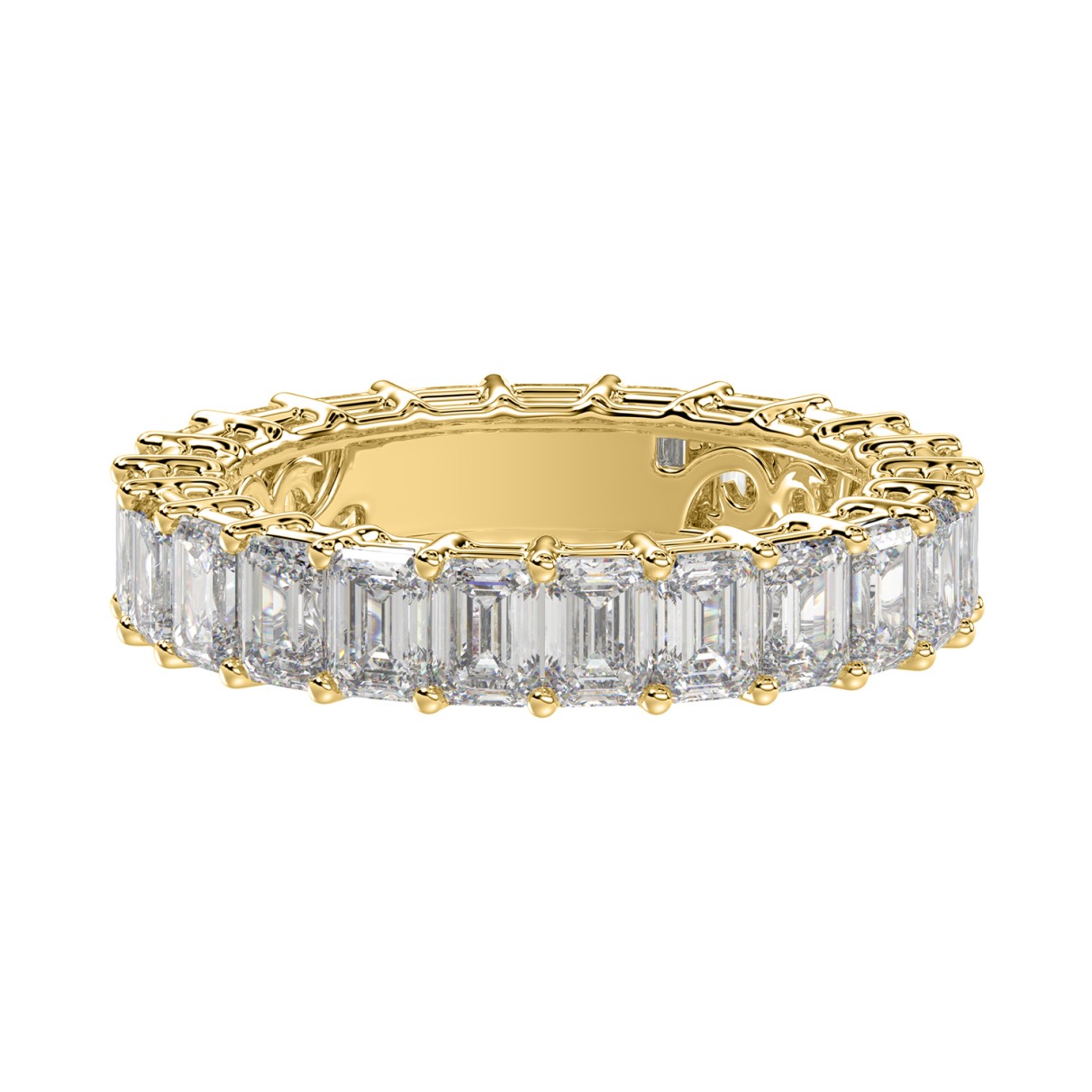 LADIES ETERNITY BAND 3CT EMERALD DIAMOND 14K YELLOW GOLD