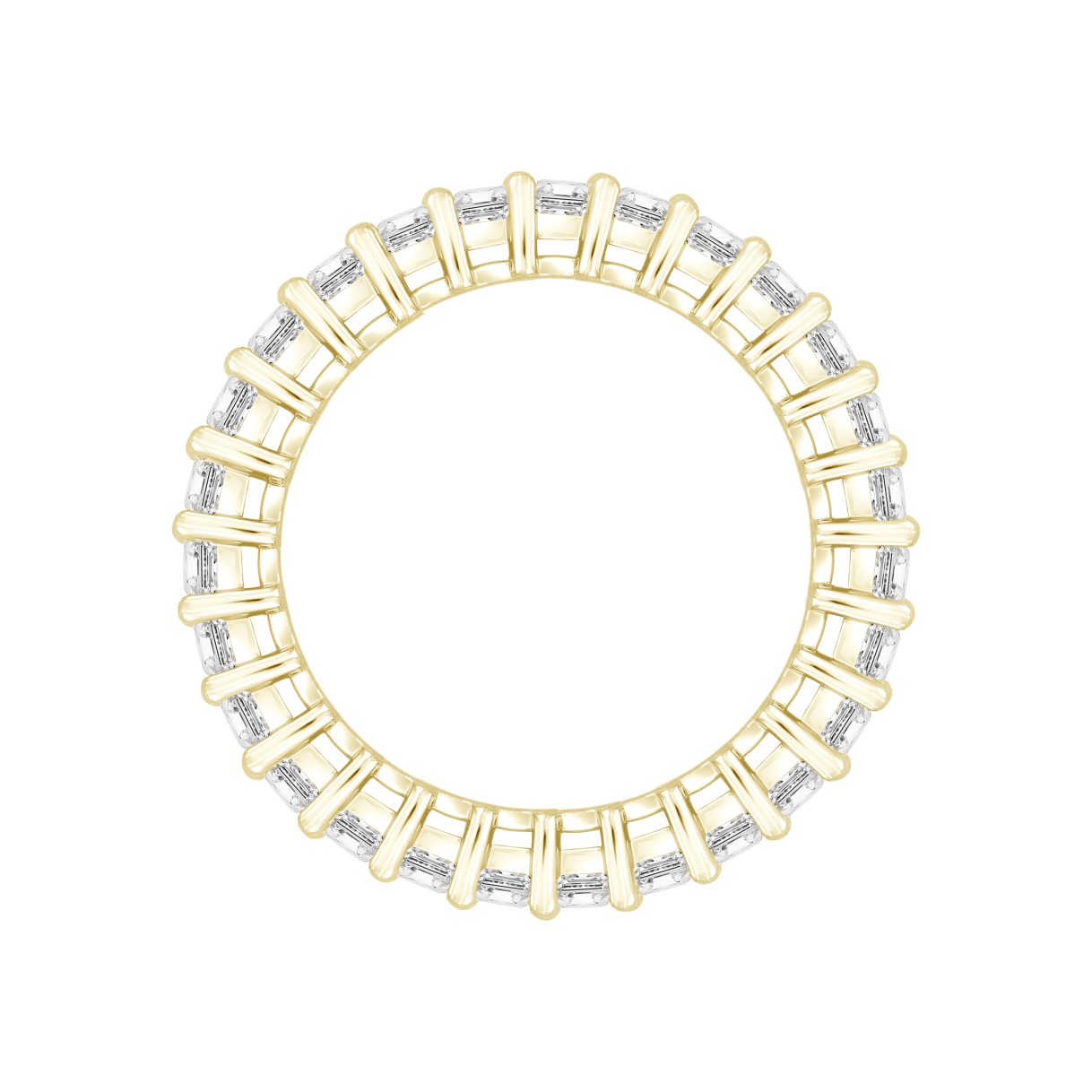 LADIES ETERNITY BAND 3CT EMERALD DIAMOND 14K YELLOW GOLD