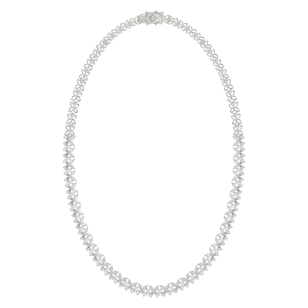 LADIES NECKLACE 19 1/2CT ROUND/PEAR/MARQUISE DIAMOND 14K WHITE GOLD