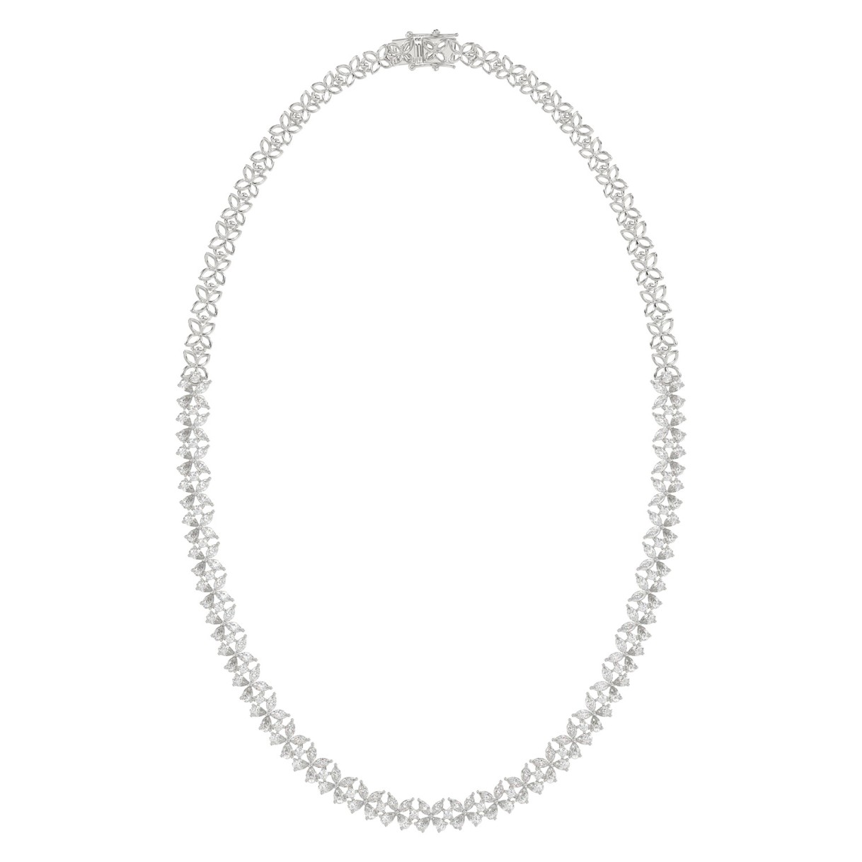 LADIES NECKLACE 19 1/2CT ROUND/PEAR/MARQUISE DIAMOND 14K WHITE GOLD