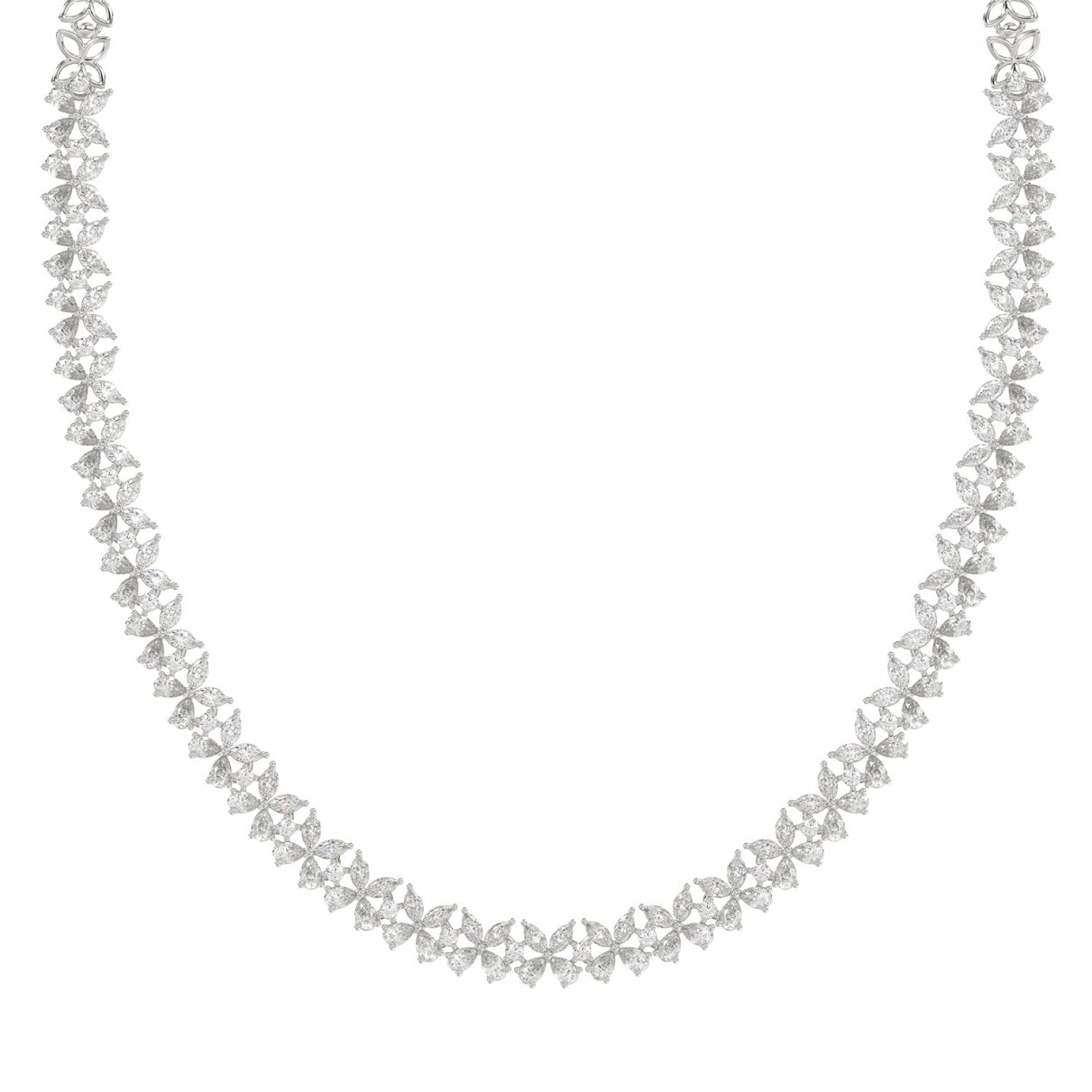 LADIES NECKLACE 19 1/2CT ROUND/PEAR/MARQUISE DIAMOND 14K WHITE GOLD