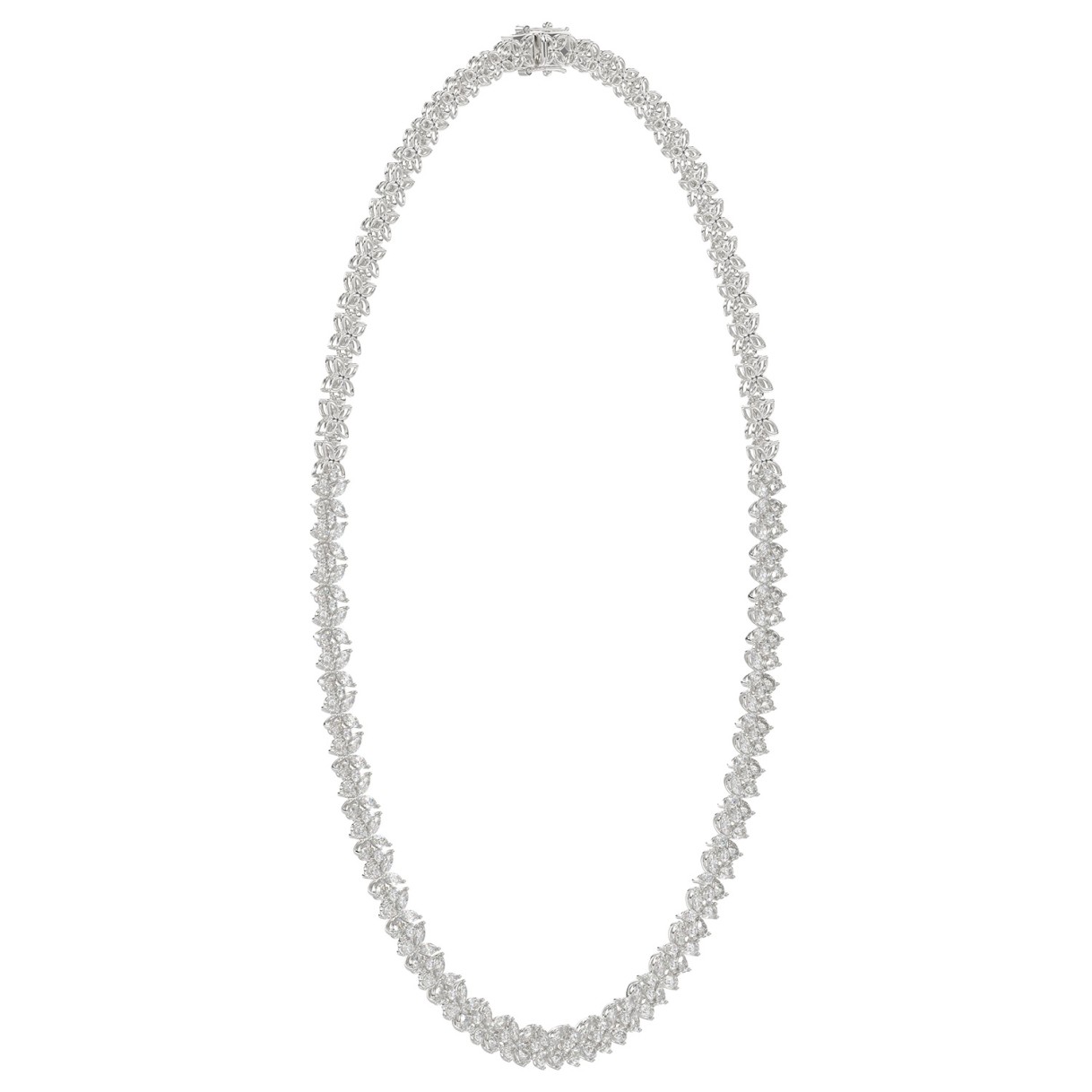 LADIES NECKLACE 19 1/2CT ROUND/PEAR/MARQUISE DIAMOND 14K WHITE GOLD