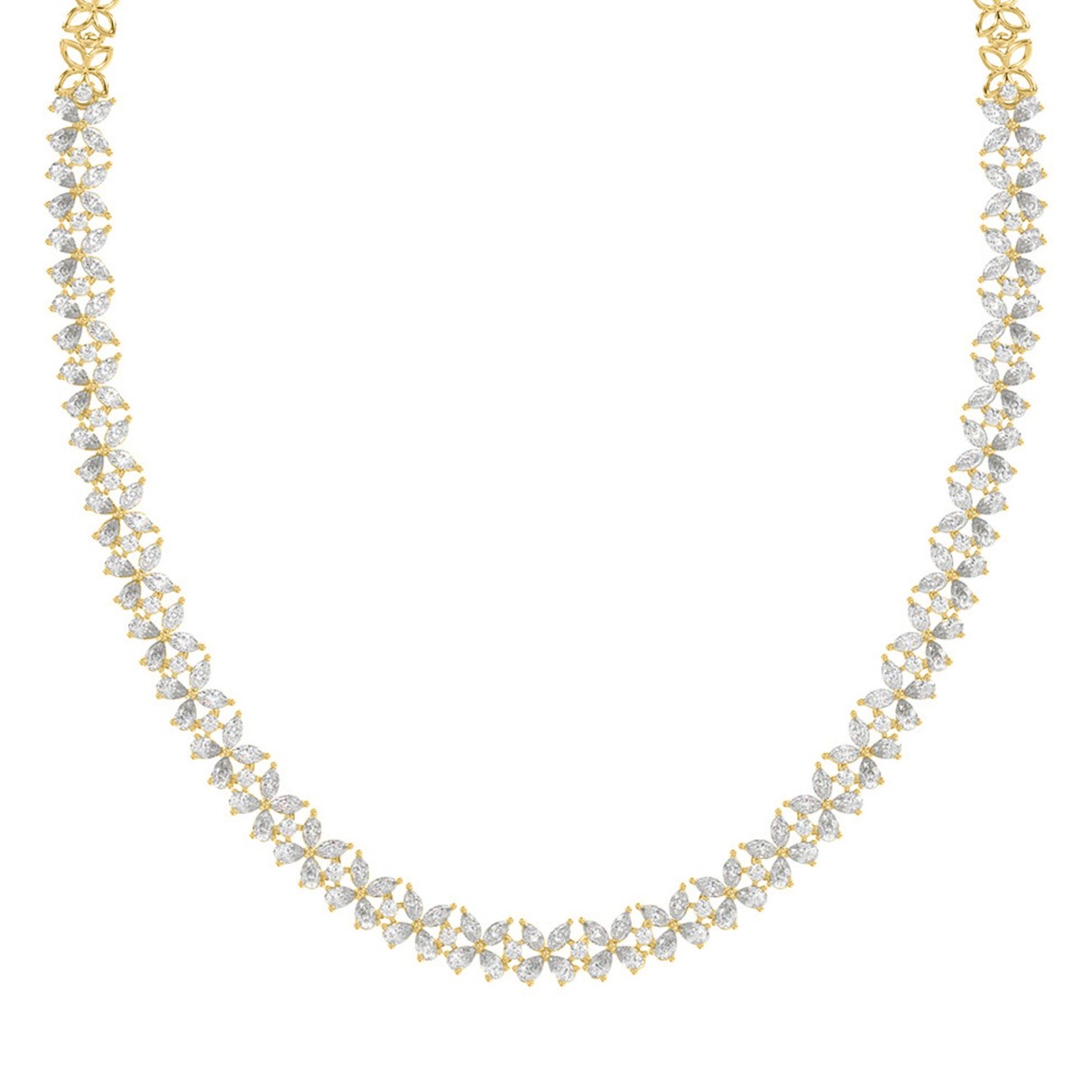 LADIES NECKLACE 19 1/2CT ROUND/PEAR/MARQUISE DIAMOND 14K YELLOW GOLD