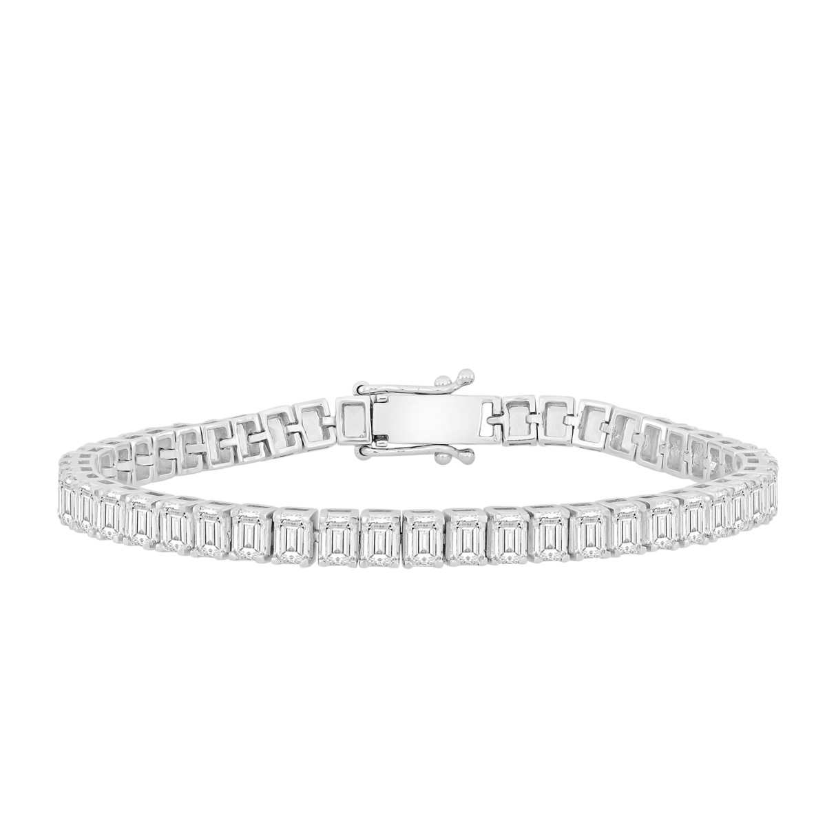 LADIES BRACELET 9CT EMERALD DIAMOND 14K WHITE GOLD