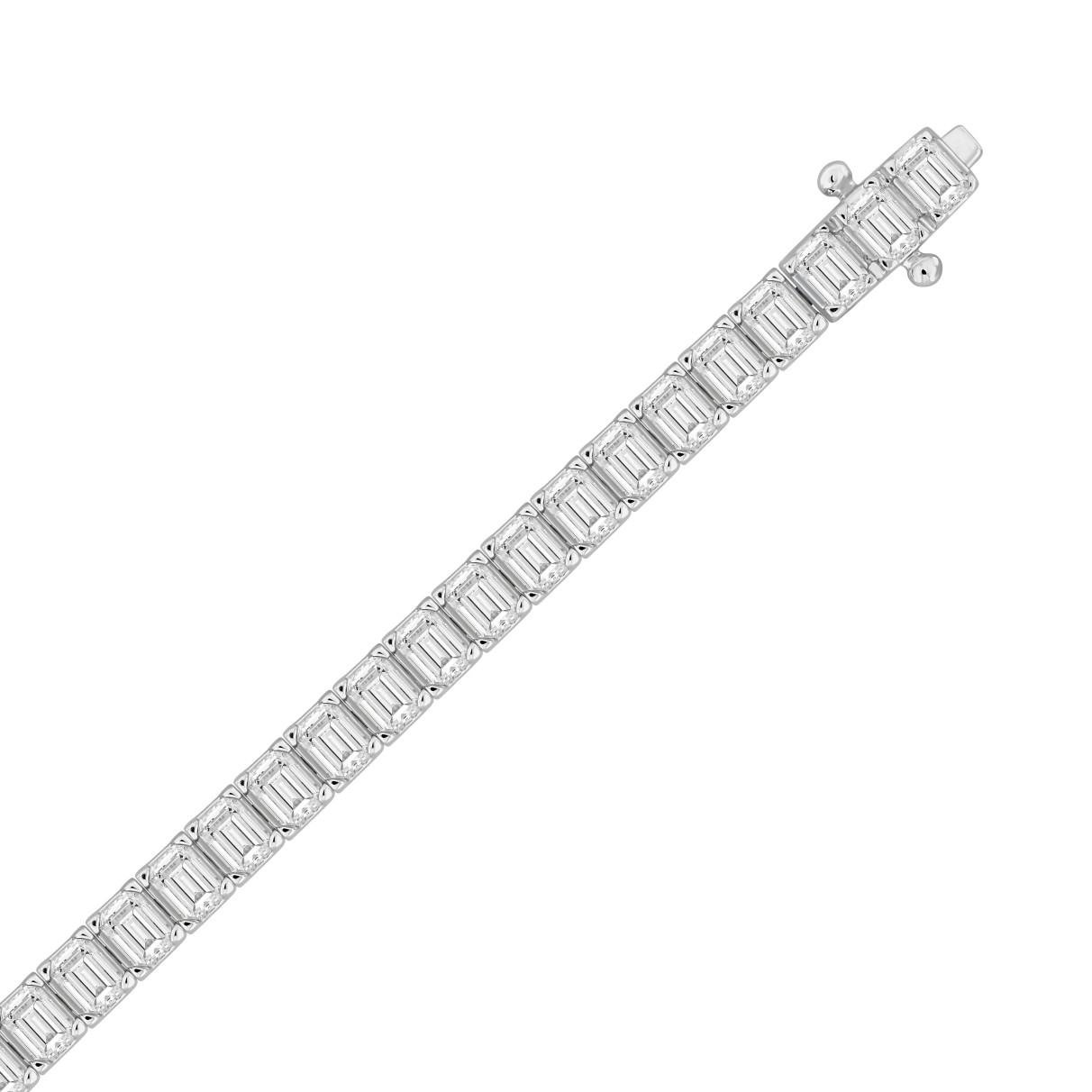 LADIES BRACELET 9CT EMERALD DIAMOND 14K WHITE GOLD