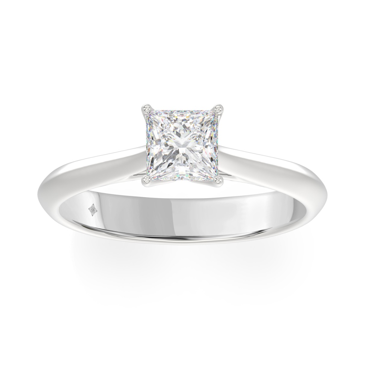 LADIES SOLITAIRE RING 1CT PRINCESS DIAMOND 14K WHITE GOLD