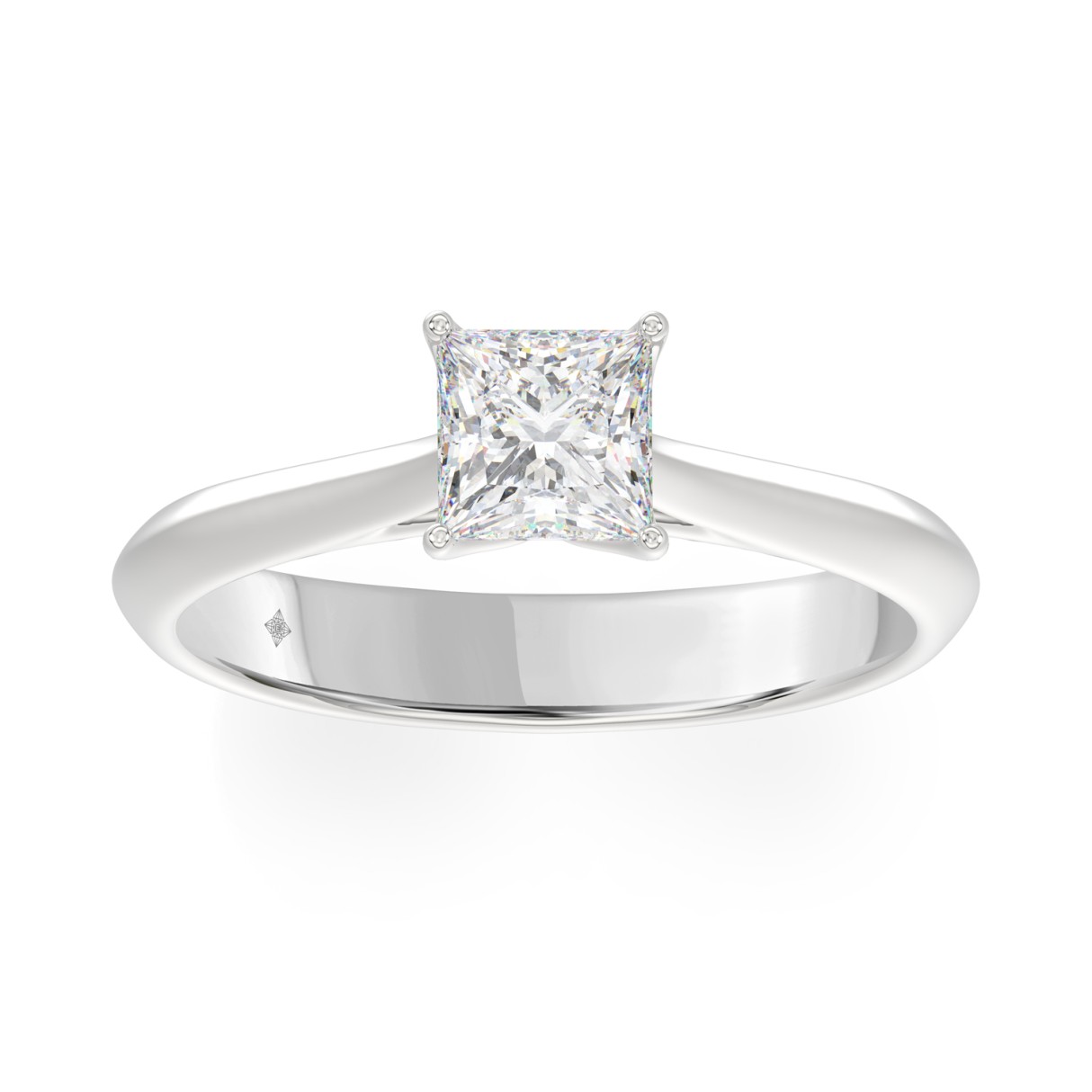 LADIES SOLITAIRE RING 1CT PRINCESS DIAMOND 14K WHI...