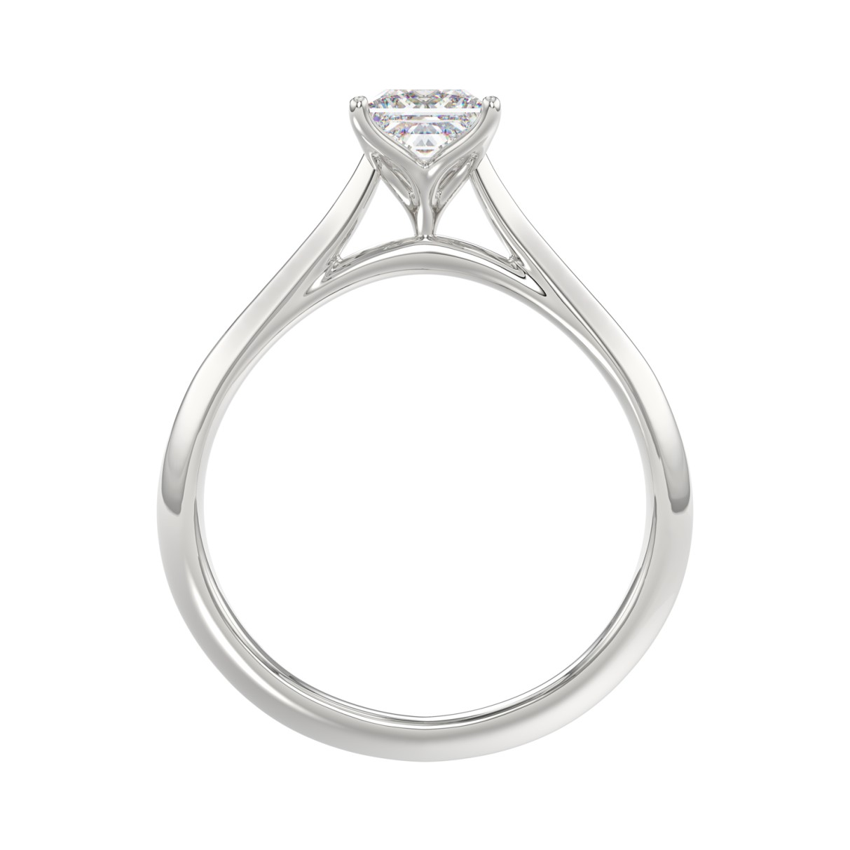 LADIES SOLITAIRE RING 1CT PRINCESS DIAMOND 14K WHITE GOLD