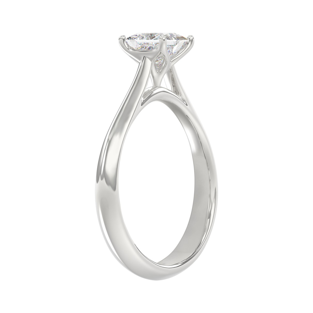 LADIES SOLITAIRE RING 1CT PRINCESS DIAMOND 14K WHITE GOLD