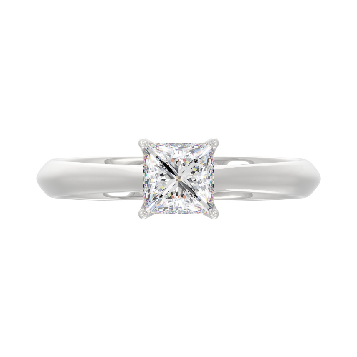 LADIES SOLITAIRE RING 1CT PRINCESS DIAMOND 14K WHITE GOLD