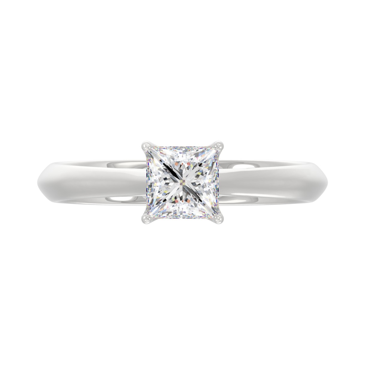 LADIES SOLITAIRE RING 1CT PRINCESS DIAMOND 14K WHITE GOLD