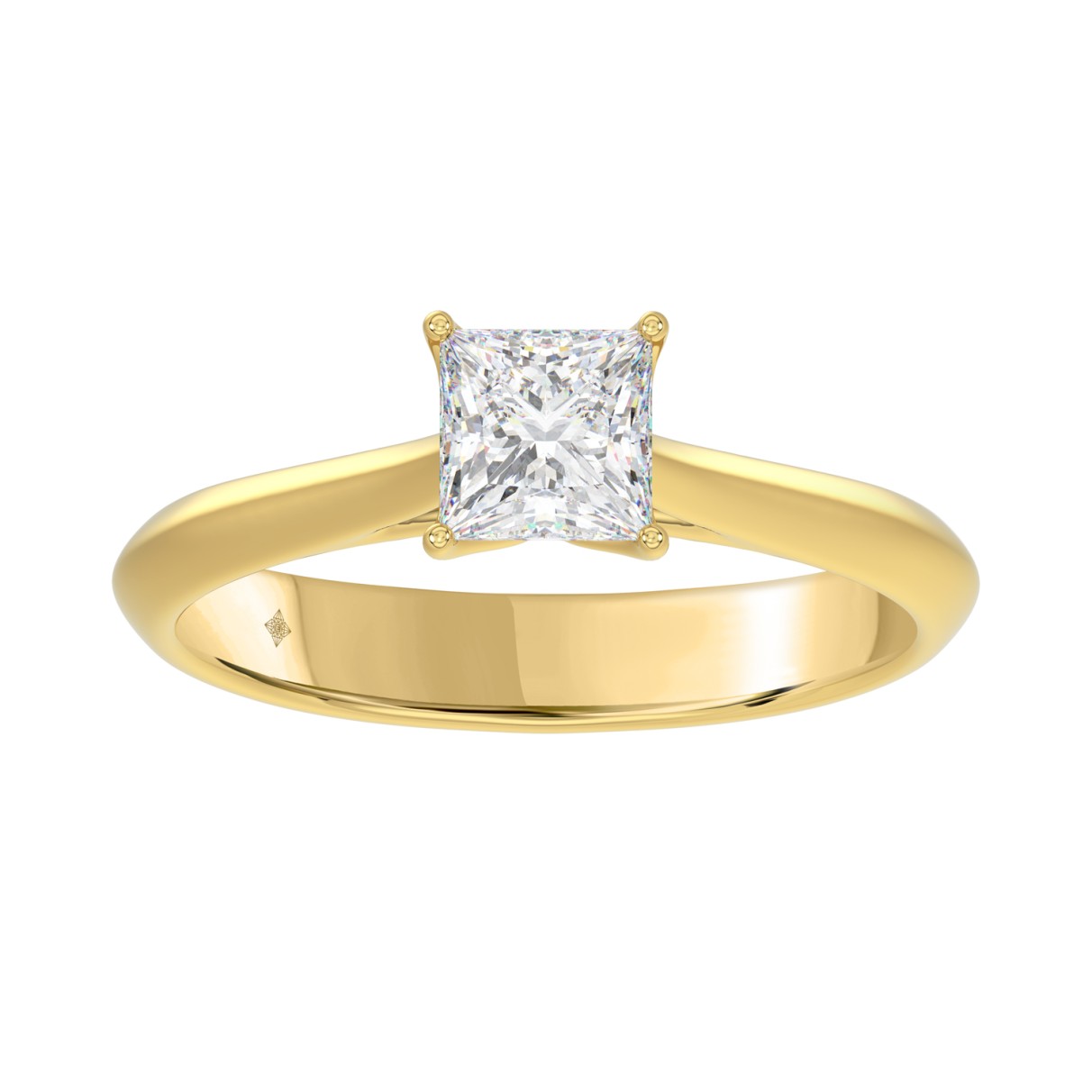 LADIES SOLITAIRE RING 1CT PRINCESS DIAMOND 14K YEL...