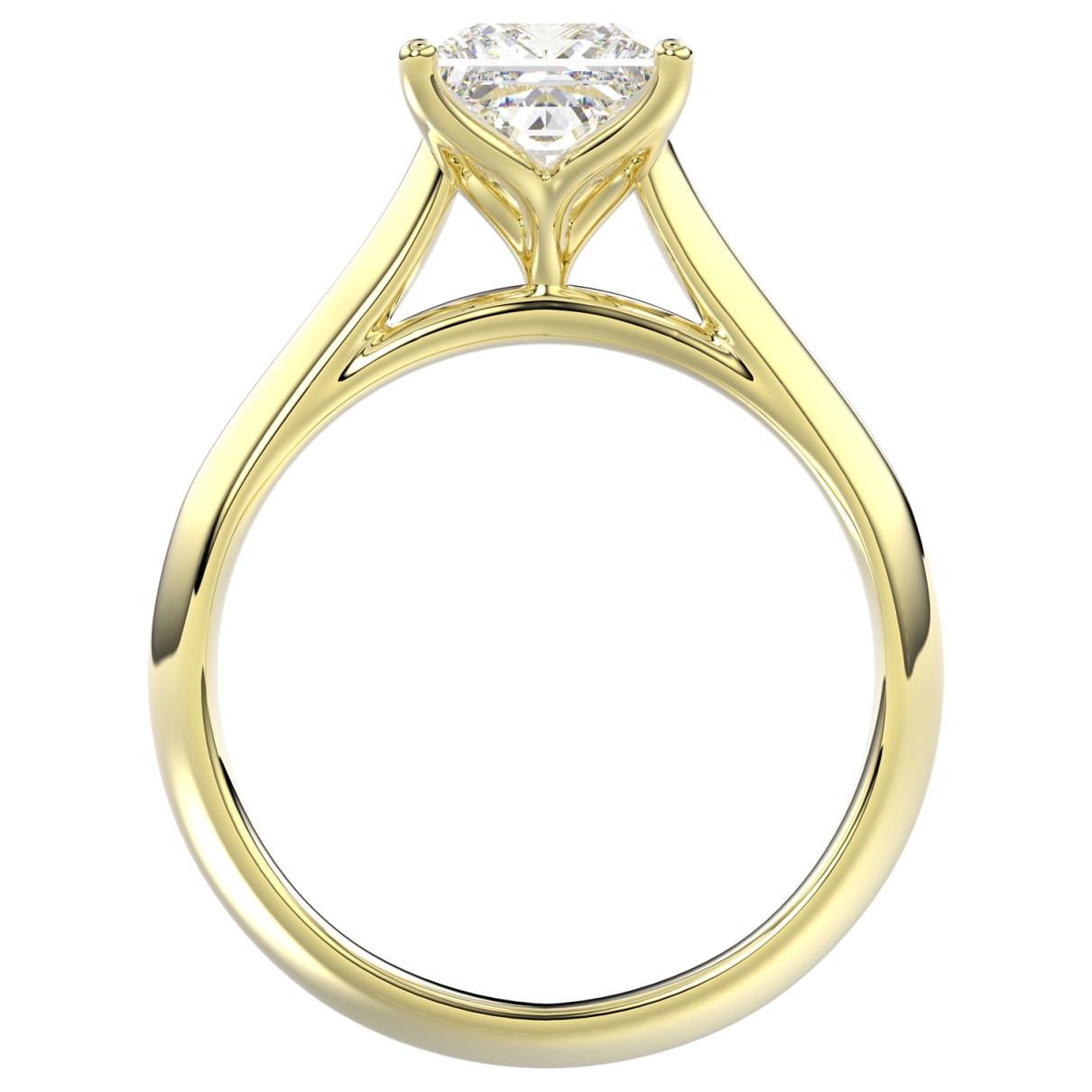 LADIES SOLITAIRE RING 1CT PRINCESS DIAMOND 14K YELLOW GOLD