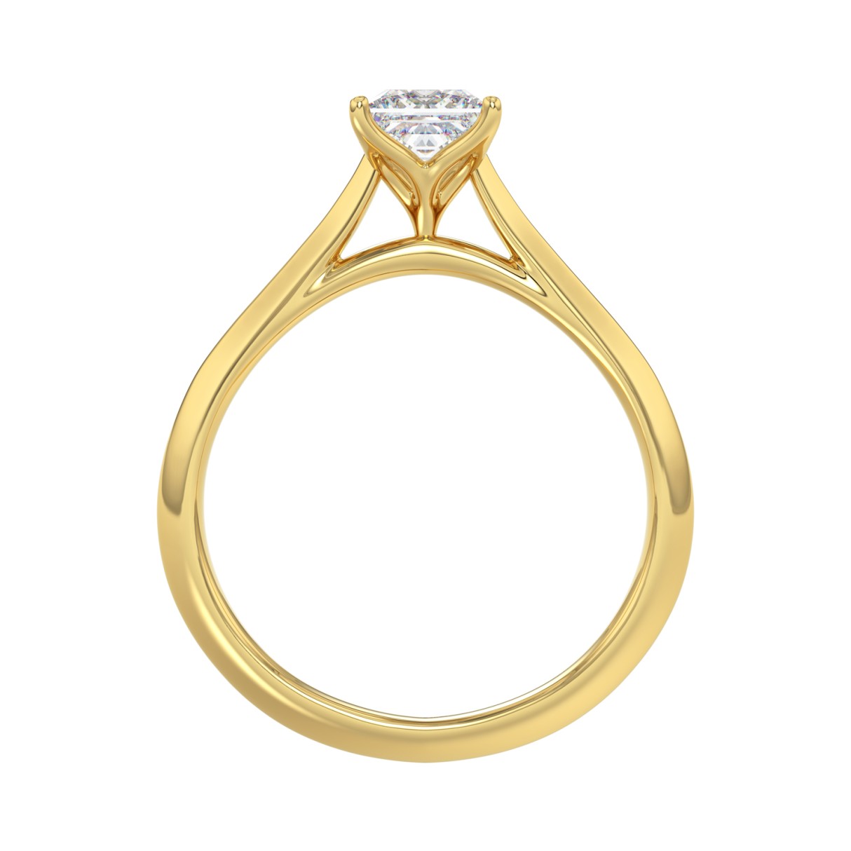 LADIES SOLITAIRE RING 1CT PRINCESS DIAMOND 14K YELLOW GOLD