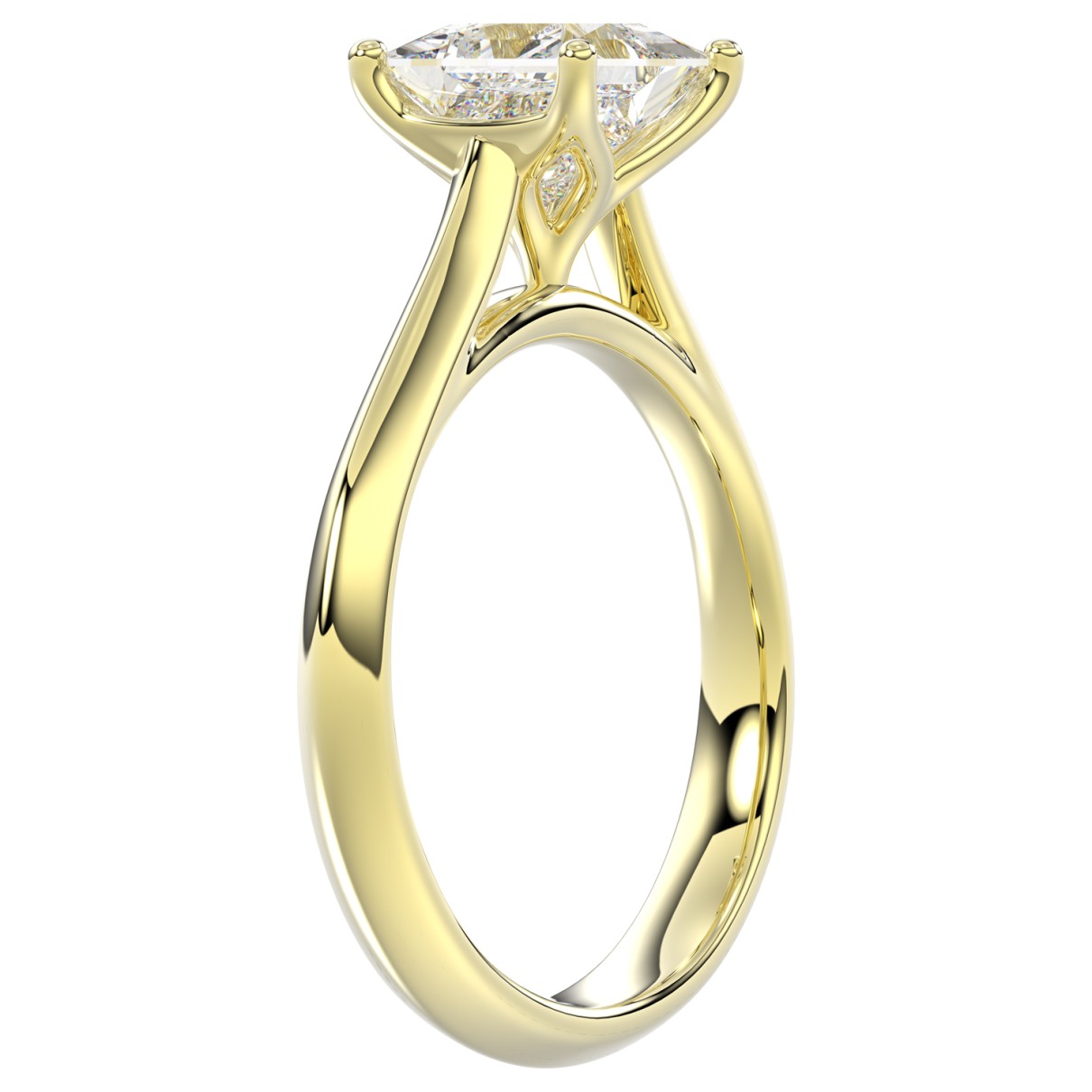 LADIES SOLITAIRE RING 1CT PRINCESS DIAMOND 14K YELLOW GOLD