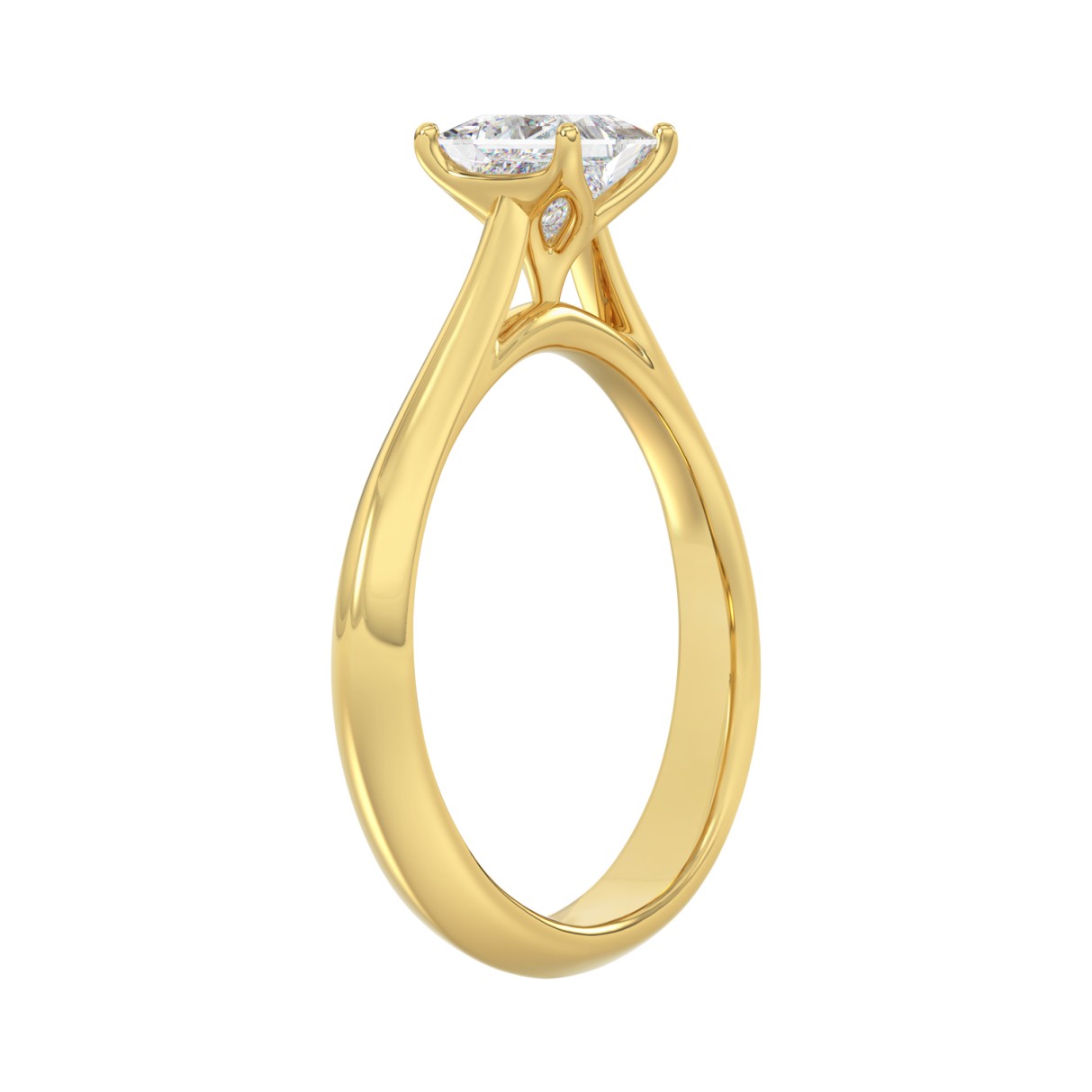 LADIES SOLITAIRE RING 1CT PRINCESS DIAMOND 14K YELLOW GOLD