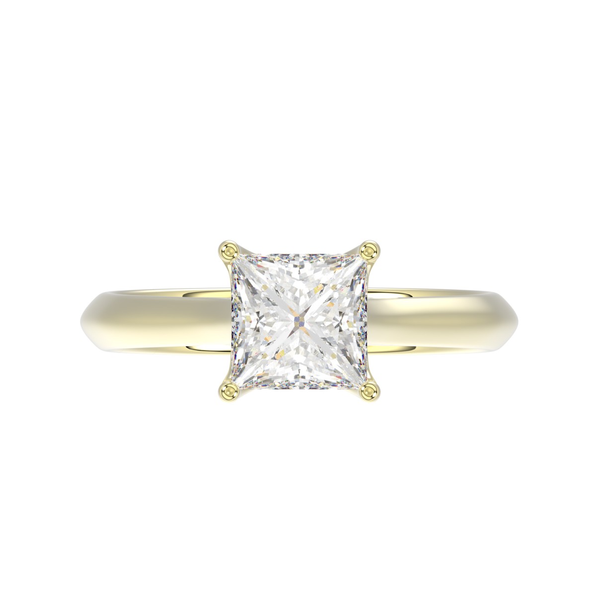 LADIES SOLITAIRE RING 1CT PRINCESS DIAMOND 14K YELLOW GOLD