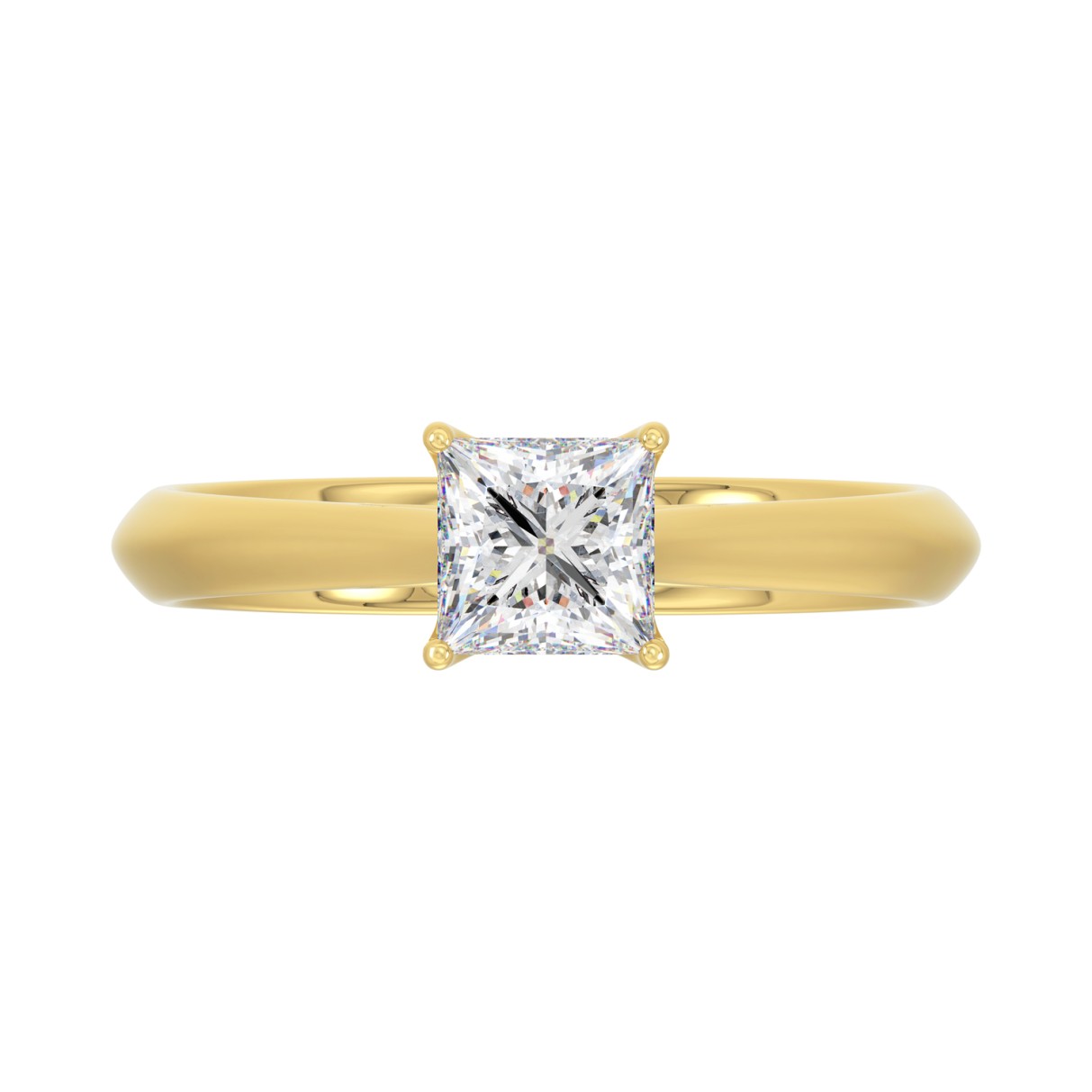 LADIES SOLITAIRE RING 1CT PRINCESS DIAMOND 14K YELLOW GOLD