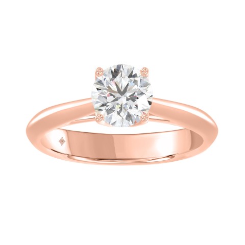 LADIES SOLITAIRE RING 1CT ROUND DIAMOND 14K ROSE GOLD