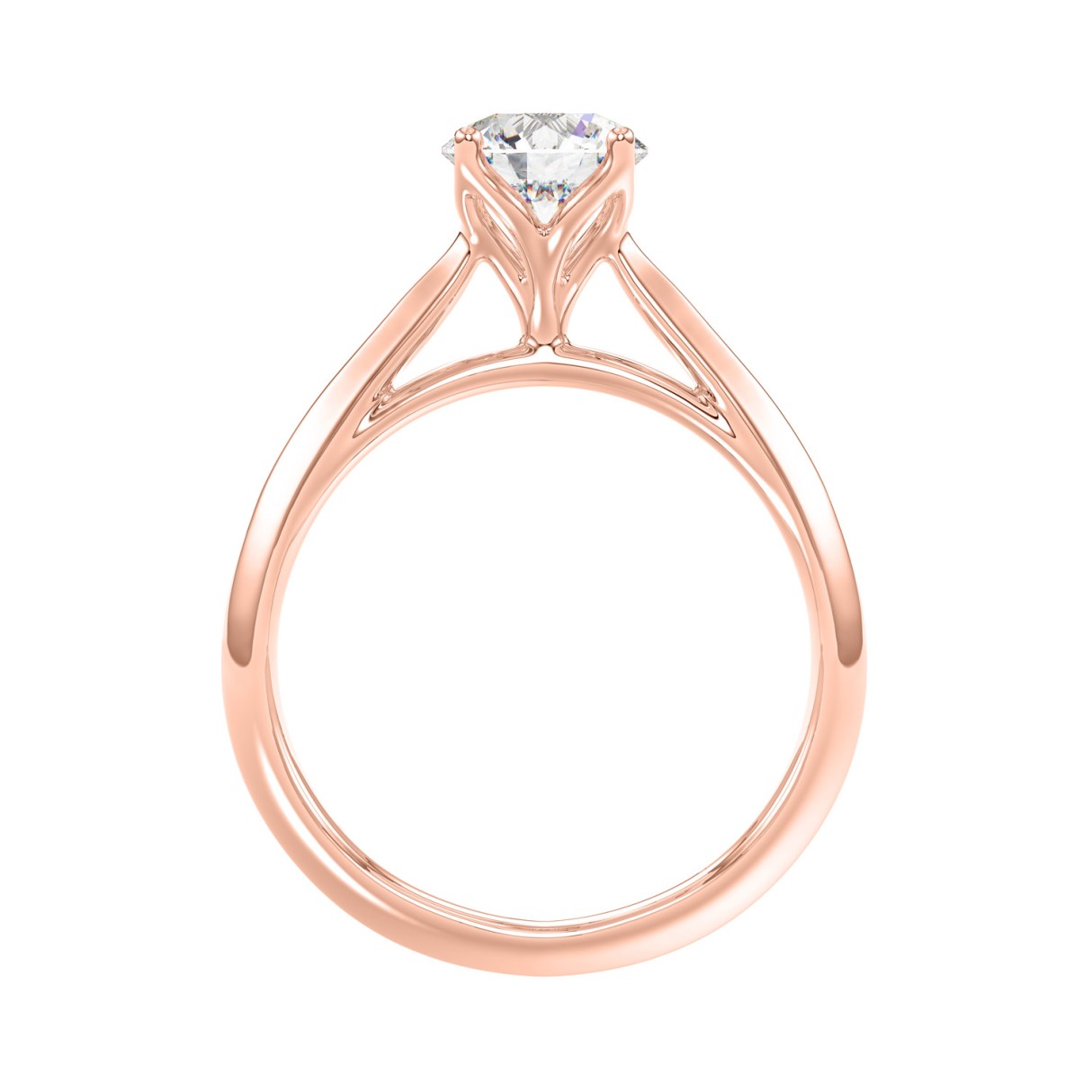 LADIES SOLITAIRE RING 1CT ROUND DIAMOND 14K ROSE GOLD