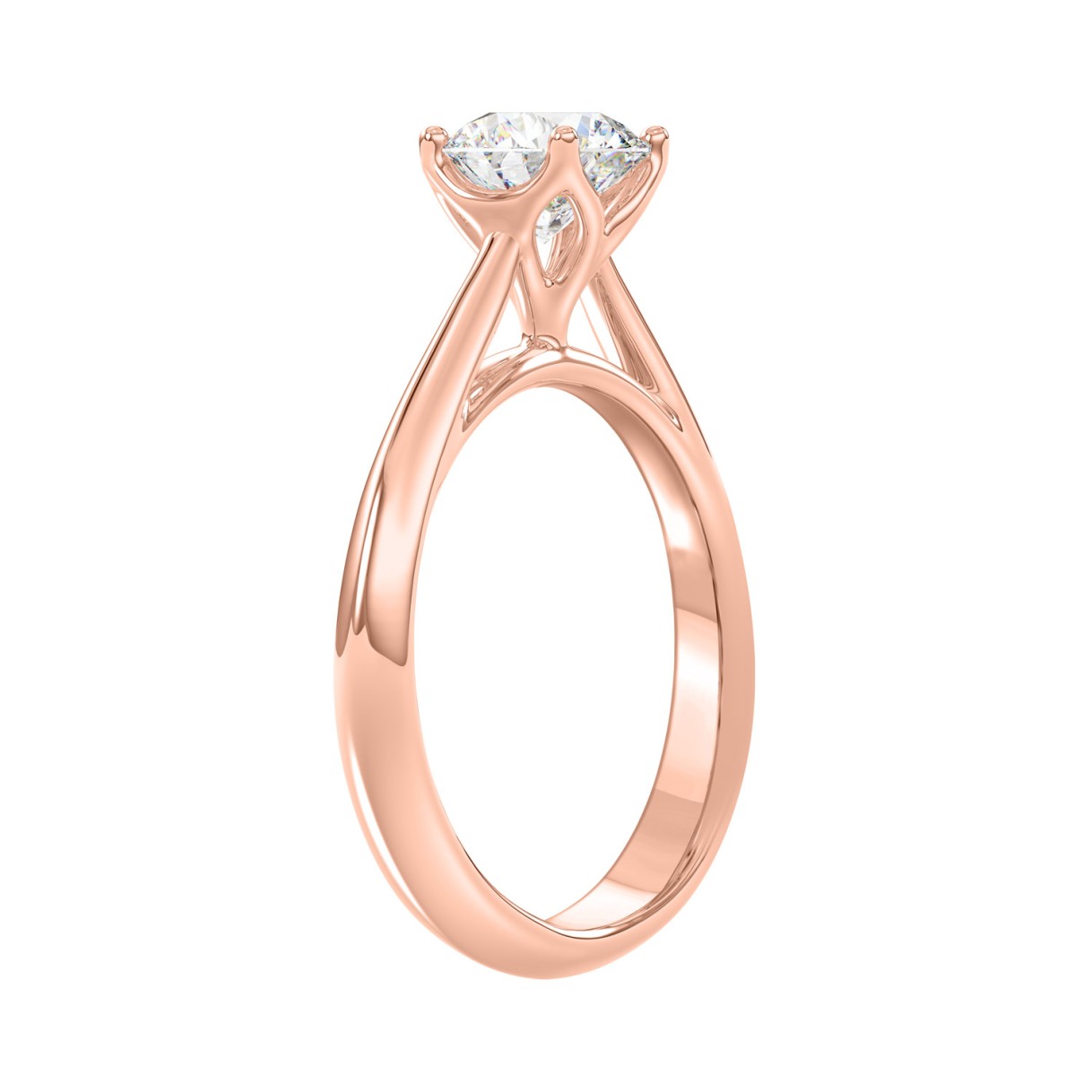 LADIES SOLITAIRE RING 1CT ROUND DIAMOND 14K ROSE GOLD
