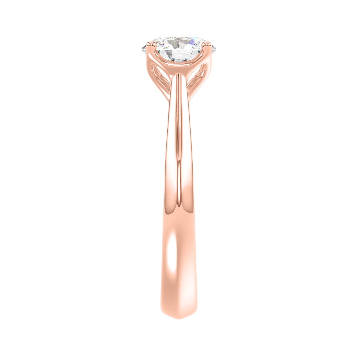 LADIES SOLITAIRE RING 1CT ROUND DIAMOND 14K ROSE GOLD